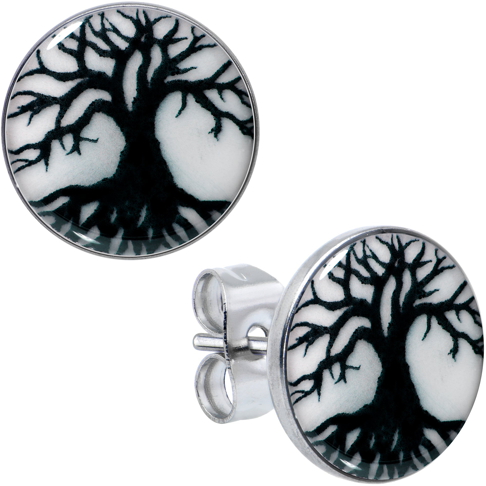 Stainless Steel Tree of Life Glow in the Dark Stud Earrings