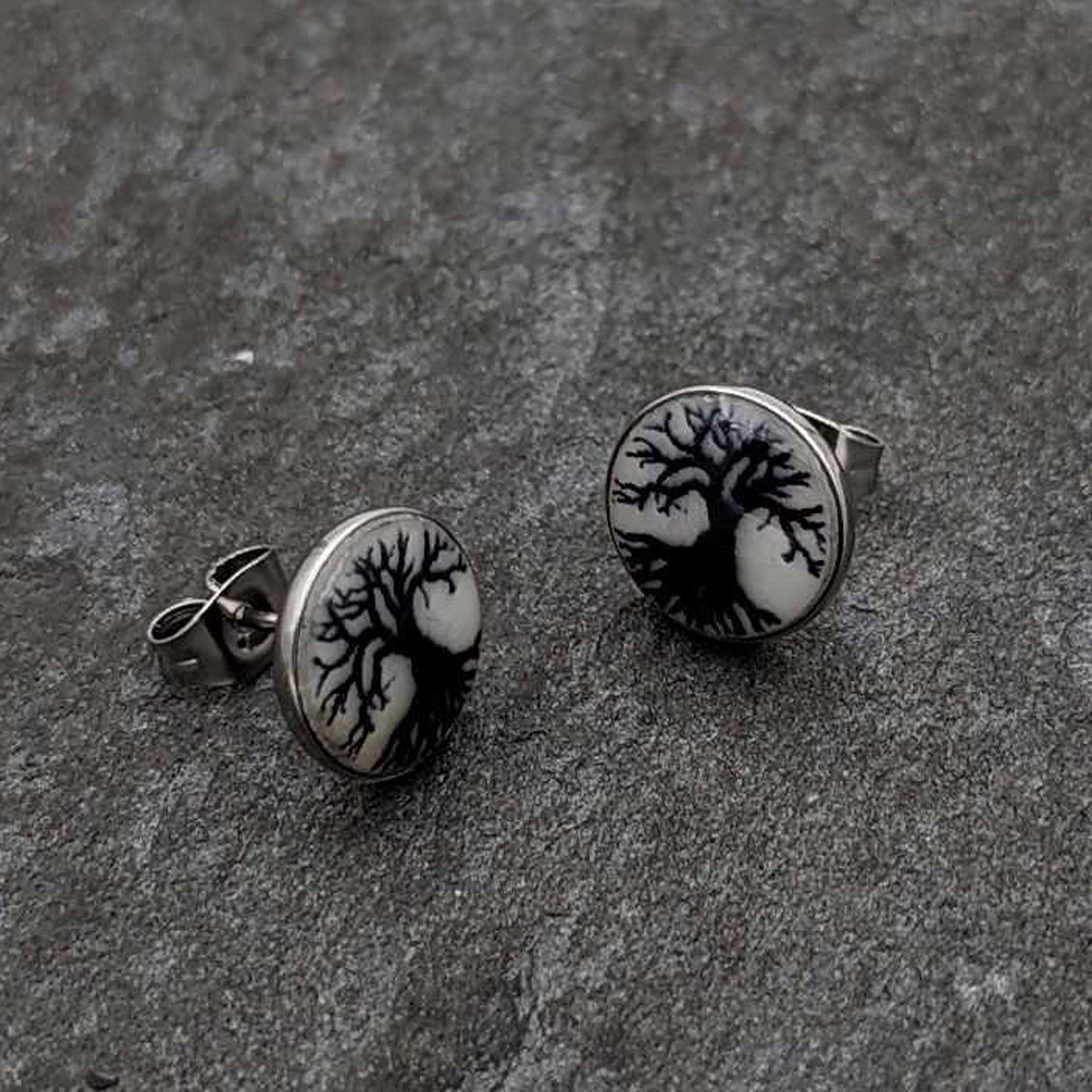 Stainless Steel Tree of Life Glow in the Dark Stud Earrings