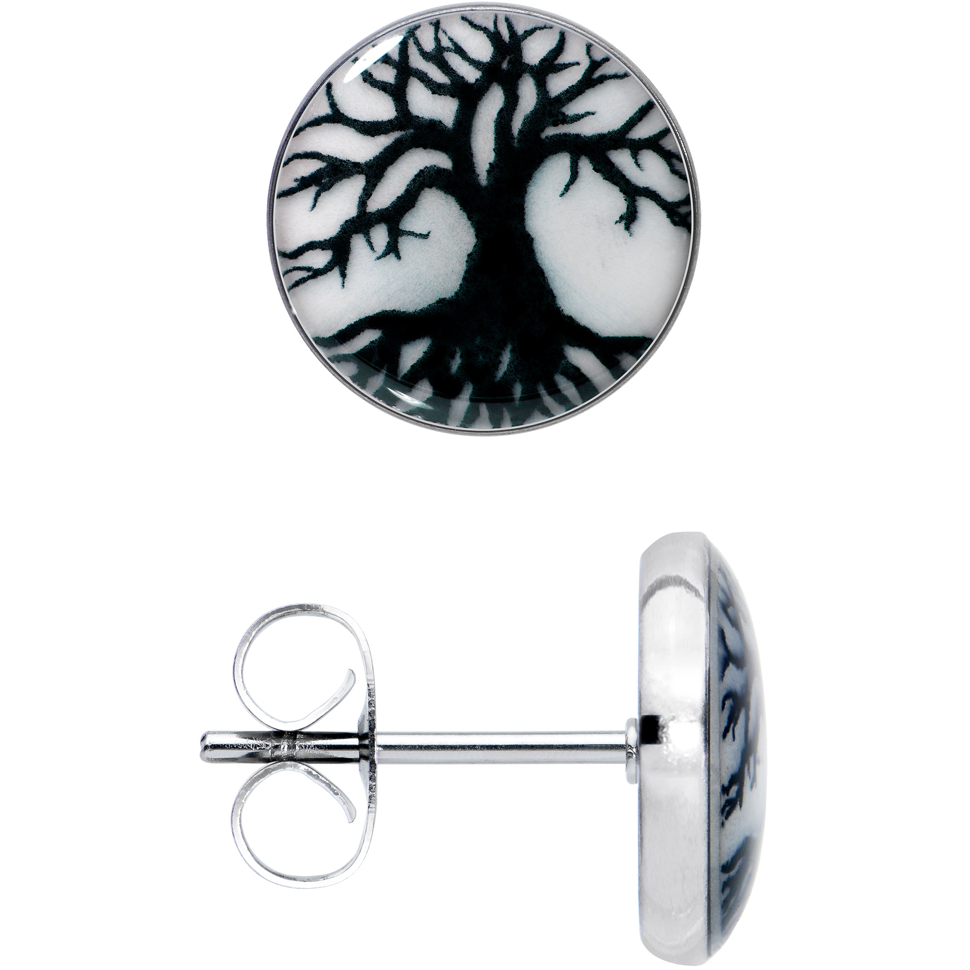 Stainless Steel Tree of Life Glow in the Dark Stud Earrings