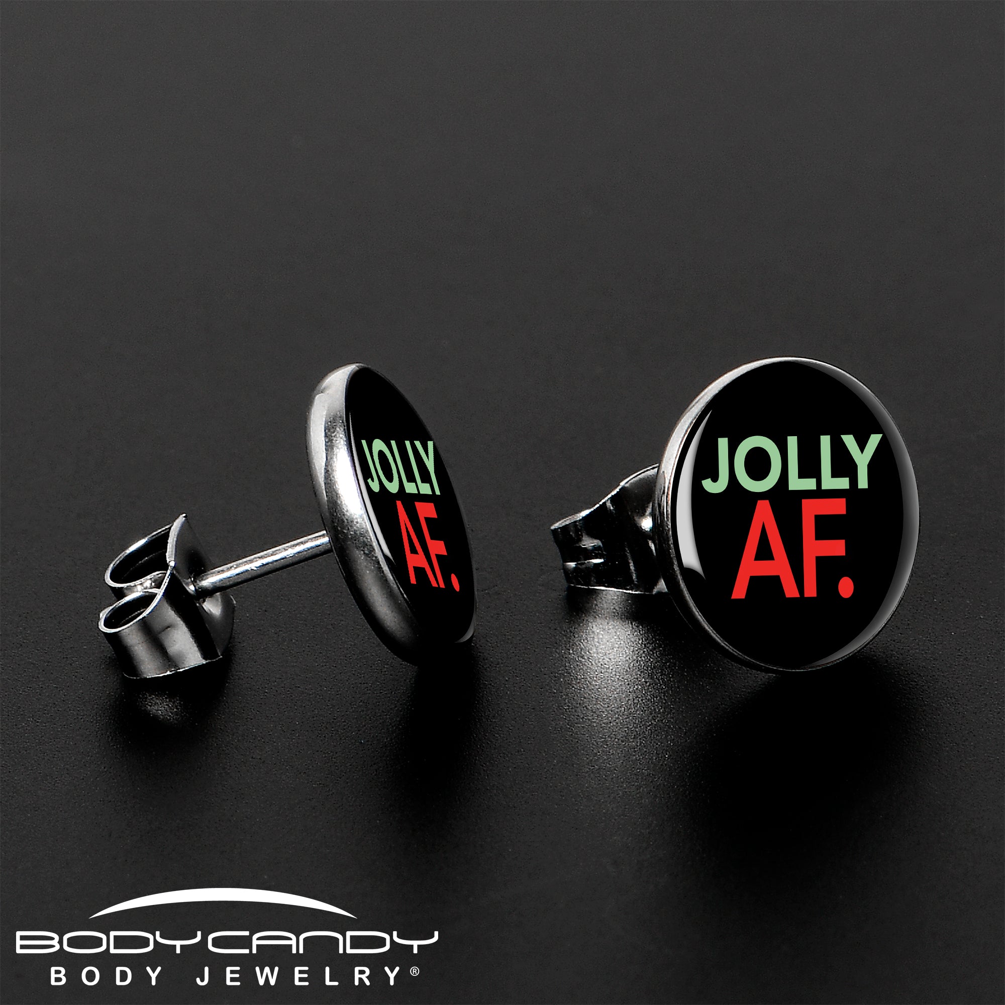 Jolly AF Festive Holiday Christmas Stud Earrings