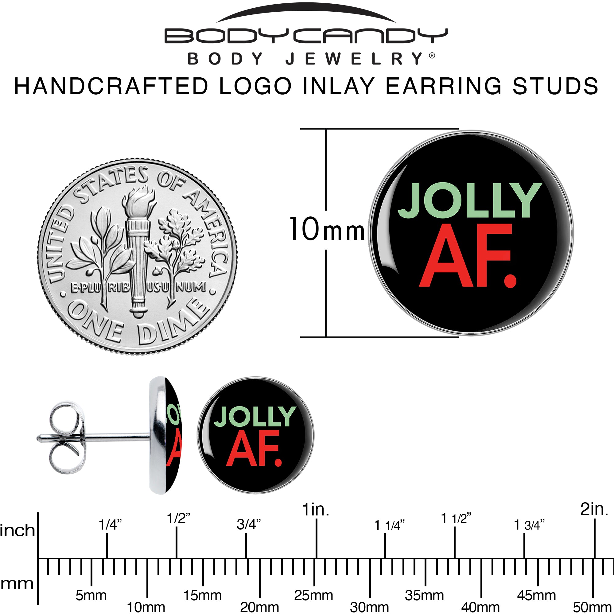 Jolly AF Festive Holiday Christmas Stud Earrings