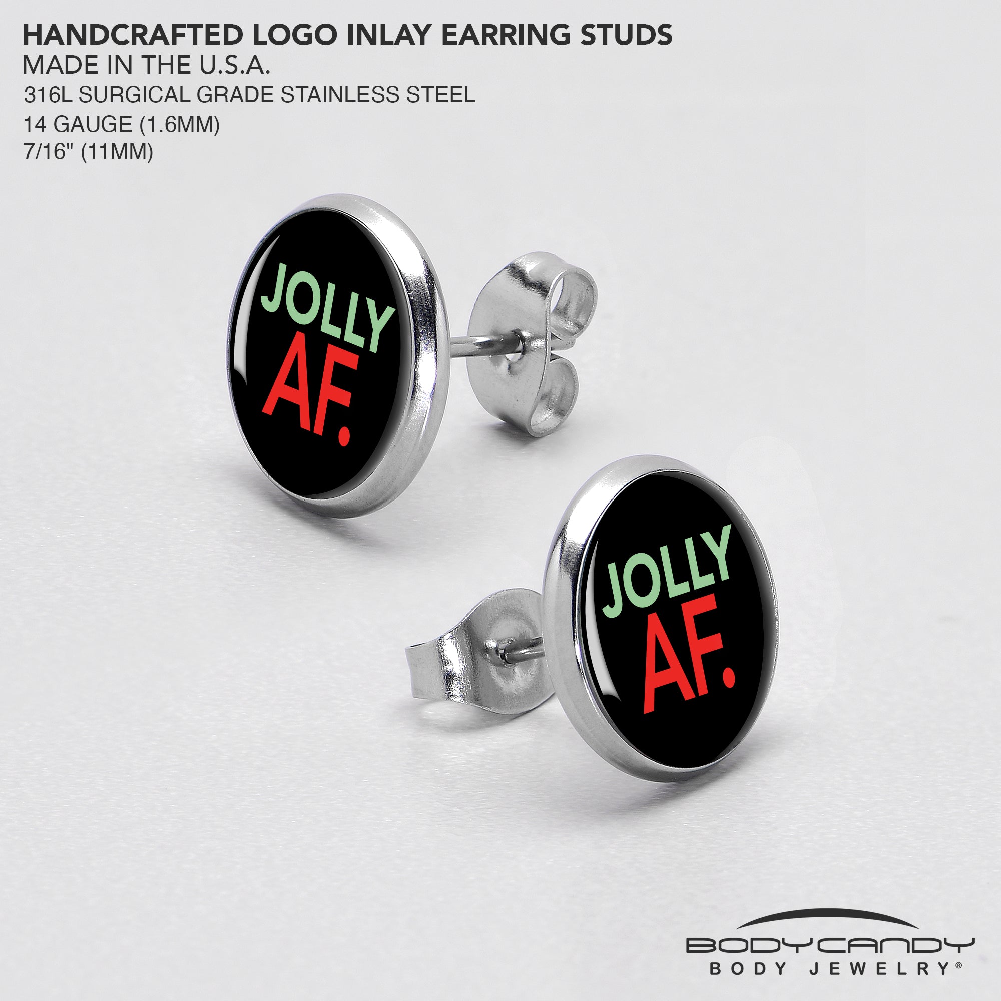 Jolly AF Festive Holiday Christmas Stud Earrings