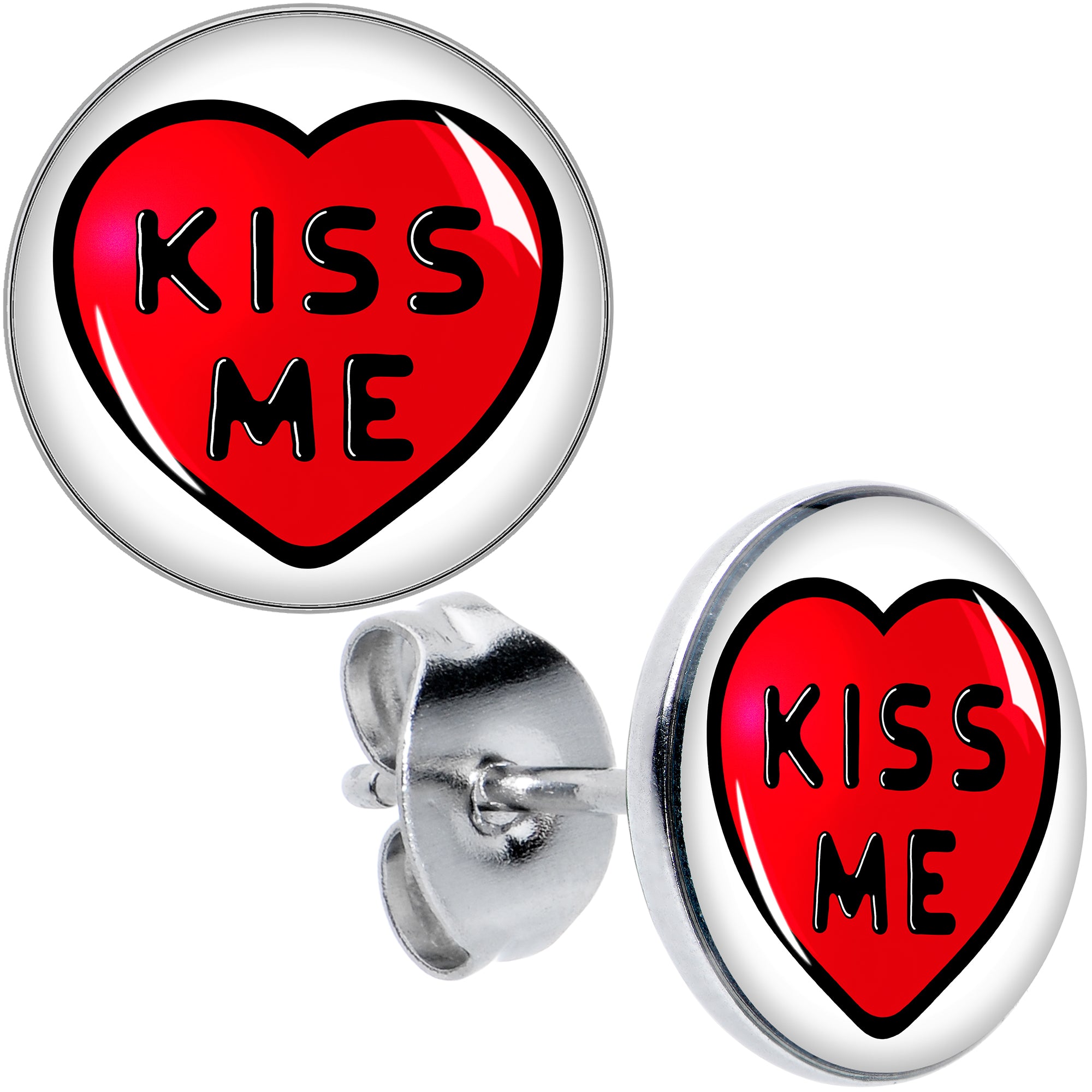 Kiss Me Candy Heart Stud Earrings