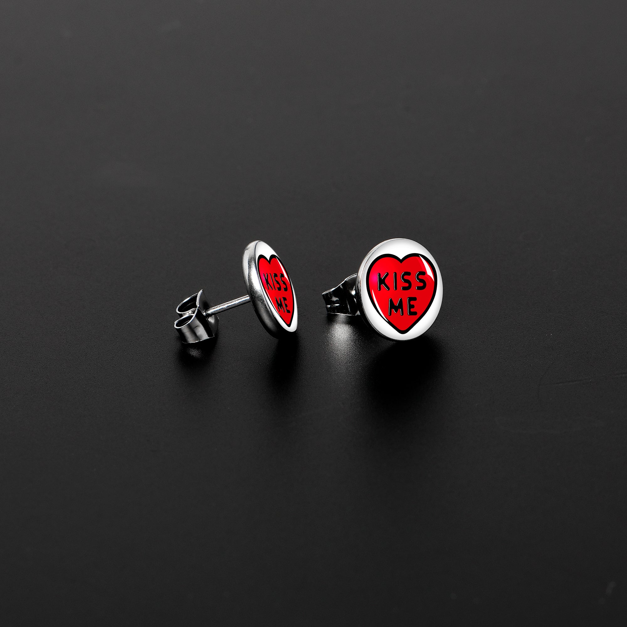 Kiss Me Candy Heart Stud Earrings