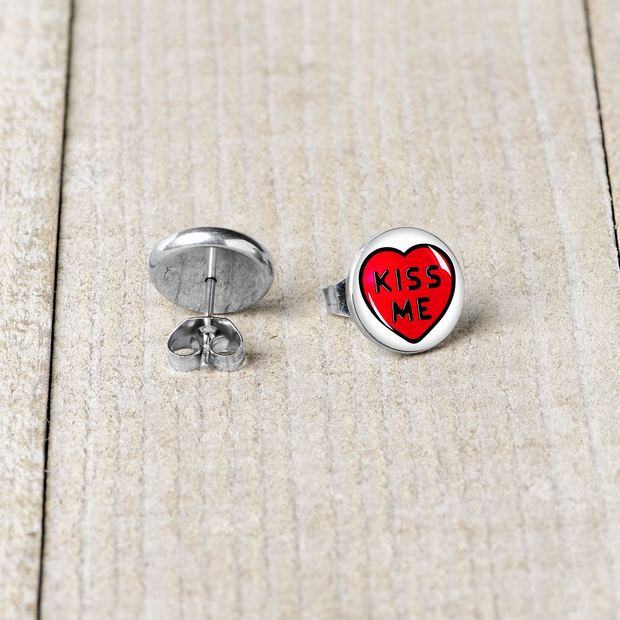 Kiss Me Candy Heart Stud Earrings