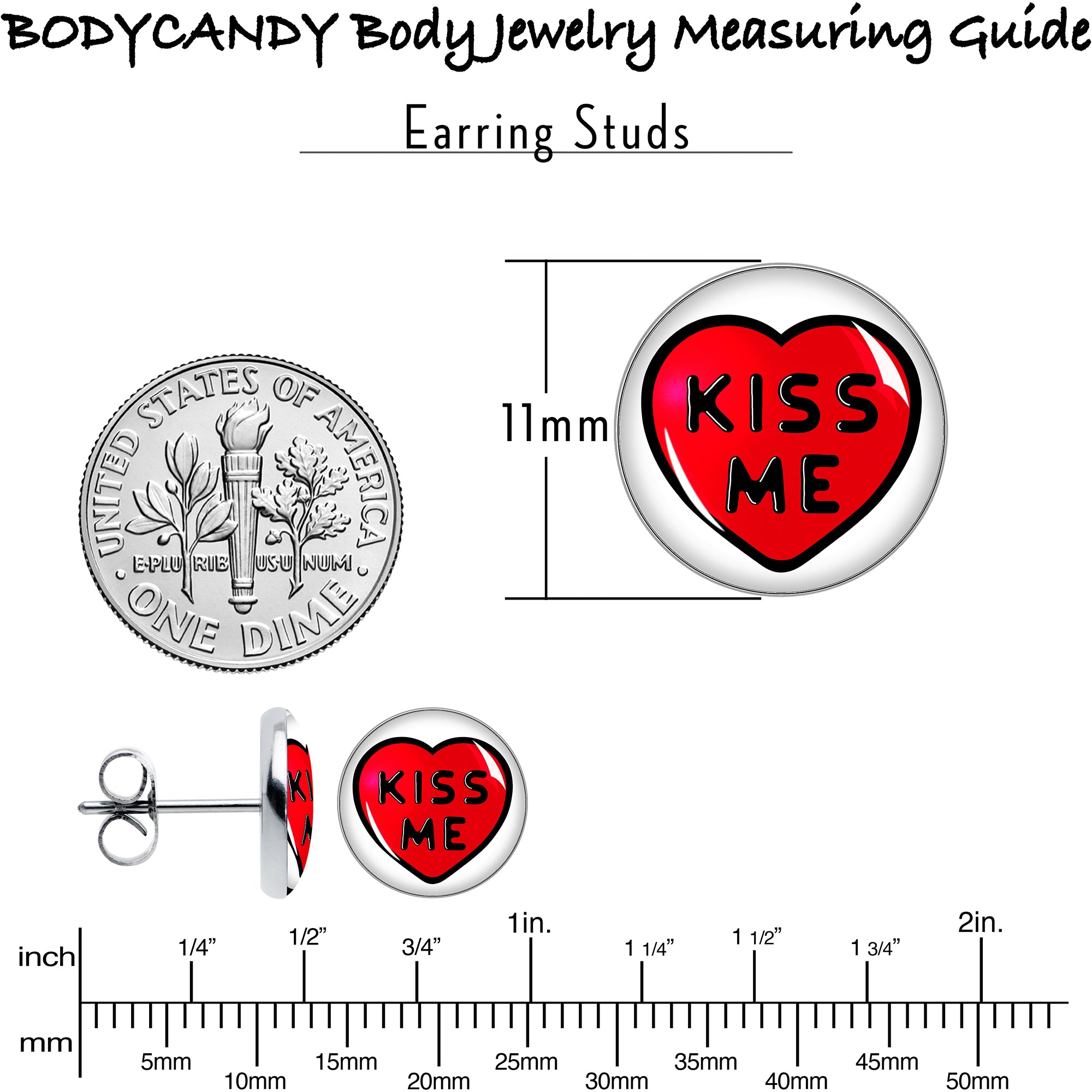 Kiss Me Candy Heart Stud Earrings