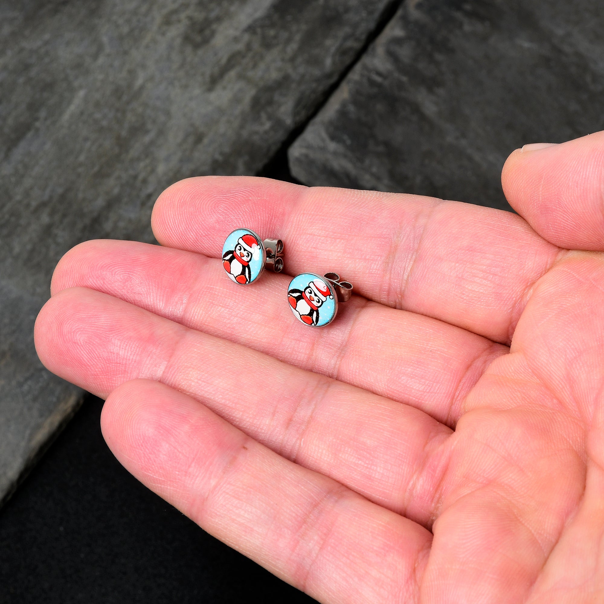 Snowfall Holiday Penguin Stud Earrings