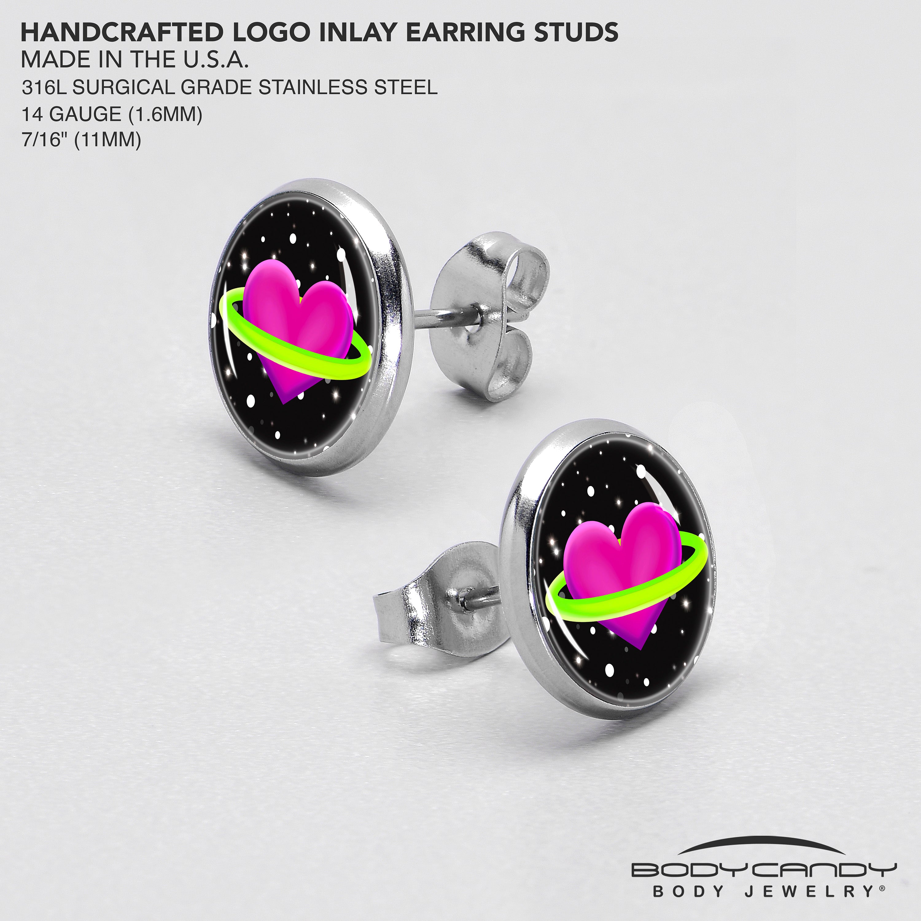 Heart Planet Stud Earrings