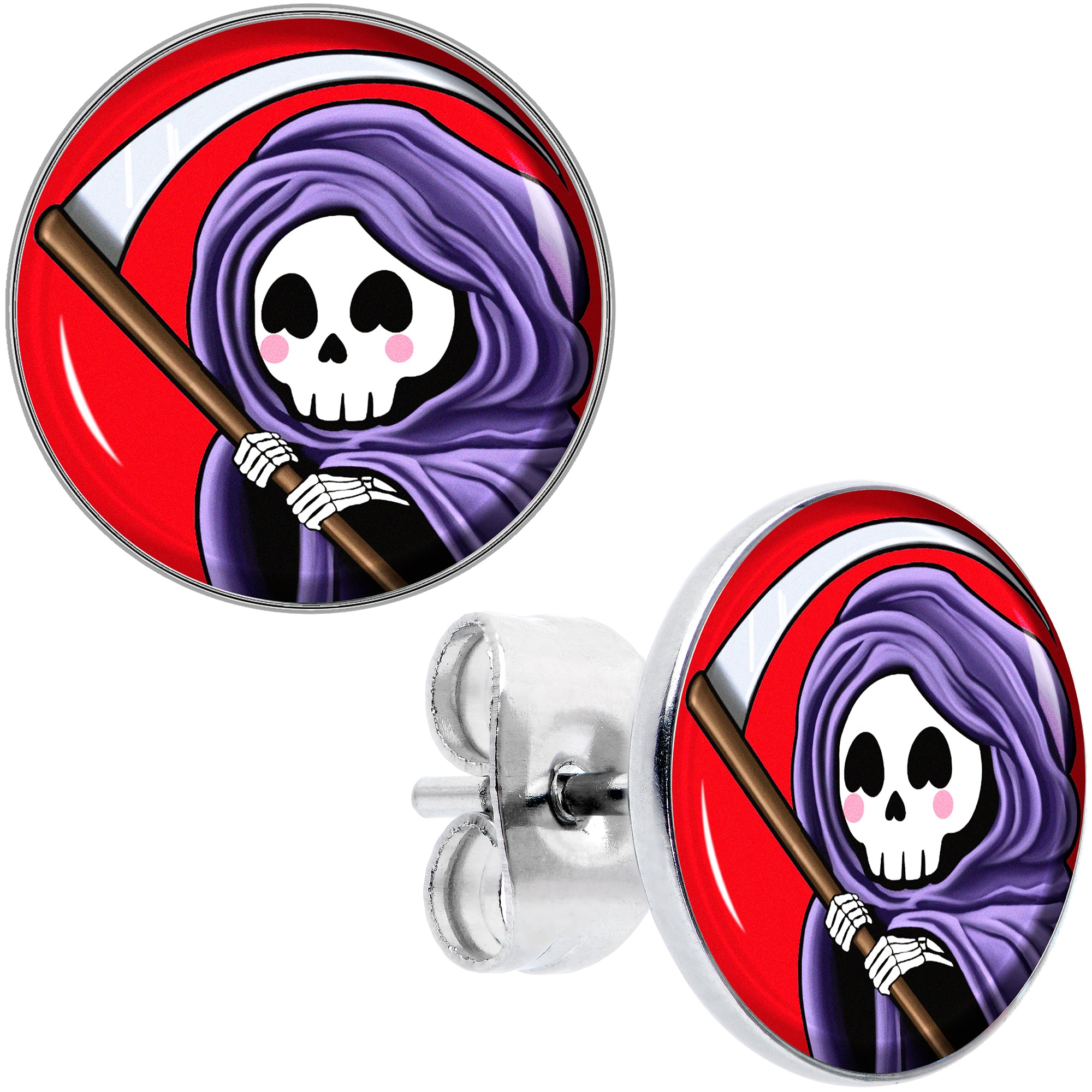 Grim Reaper Stud Earrings