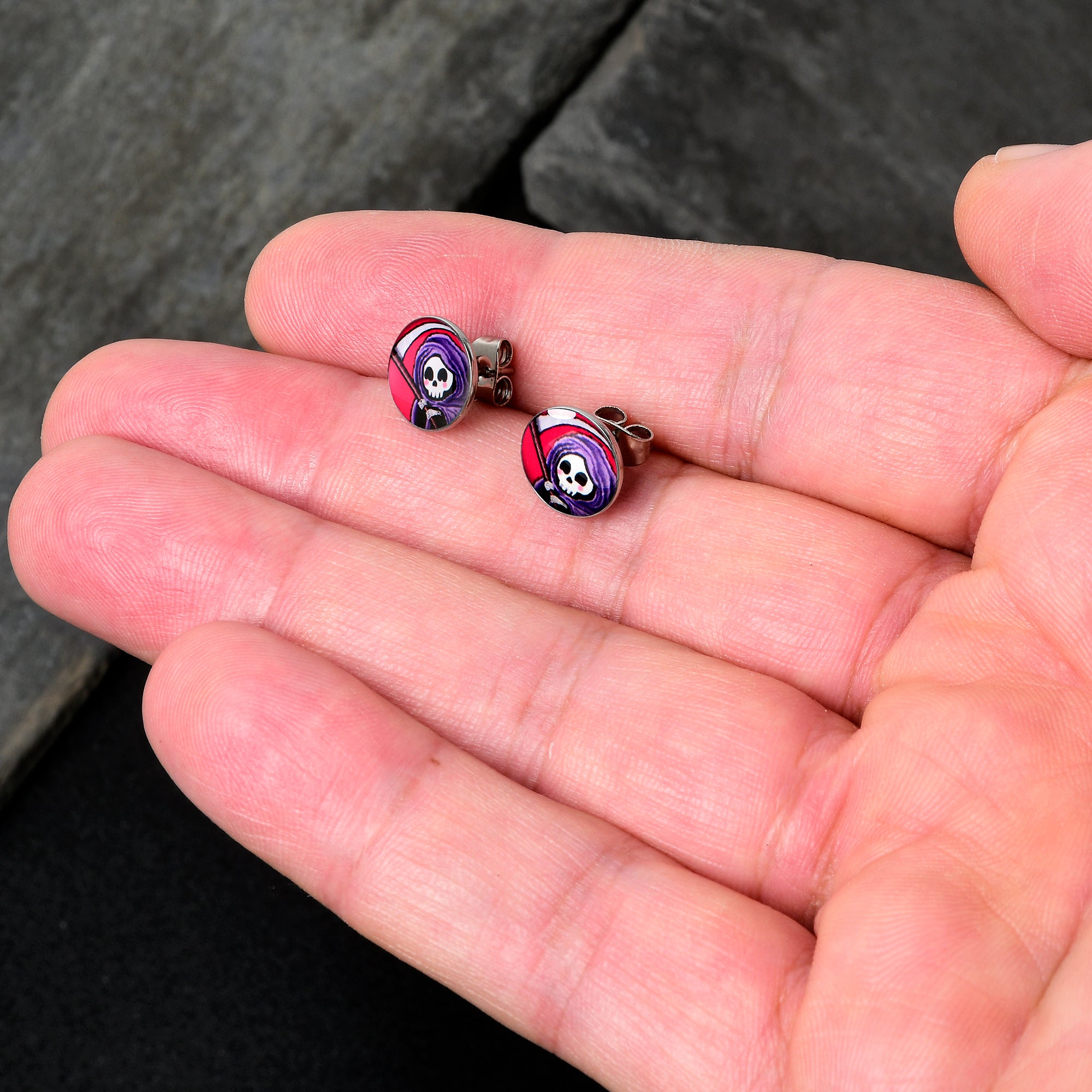 Grim Reaper Stud Earrings