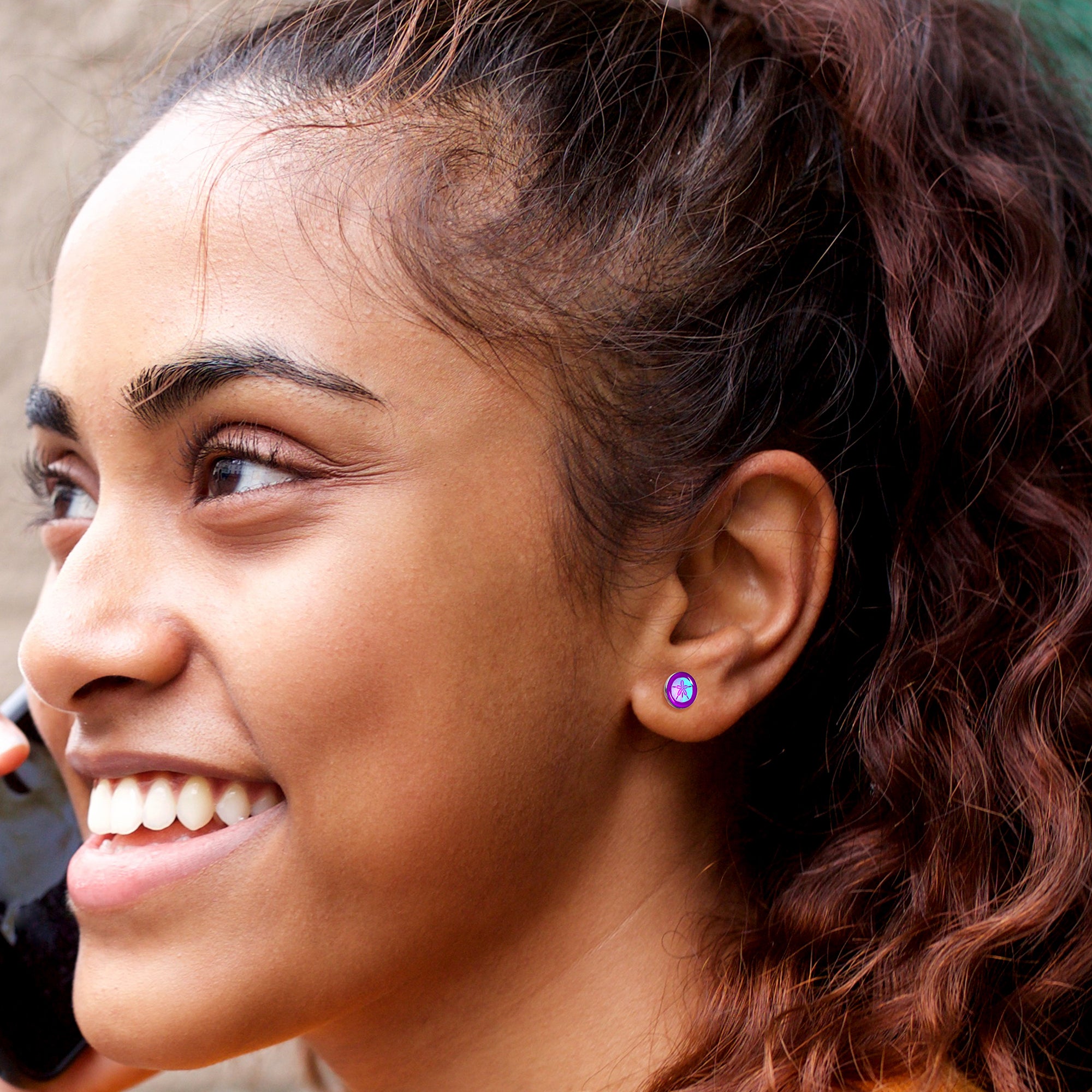 Purple Nautical Sand Dollar Stud Earrings