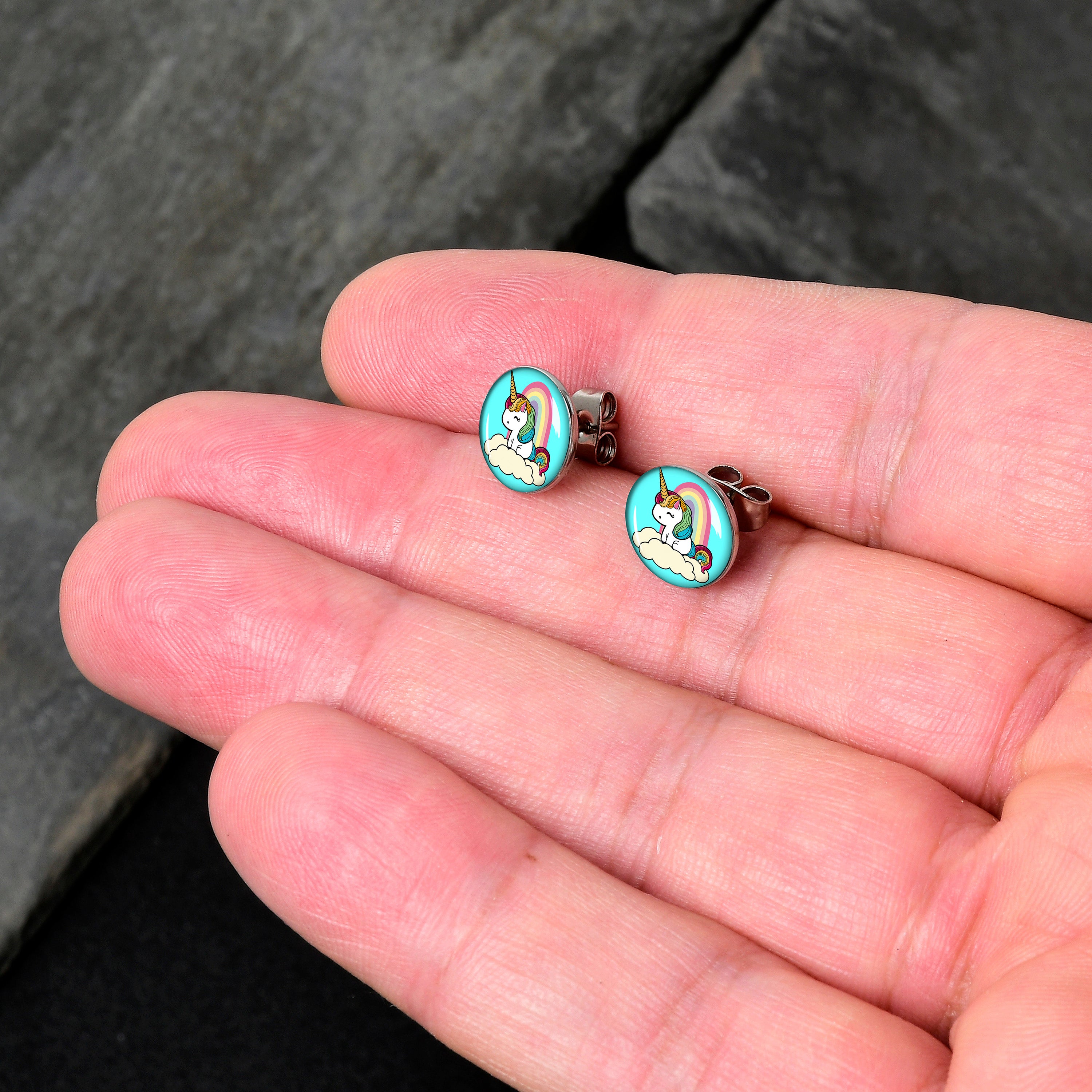 Rainbow Unicorn Stud Earrings