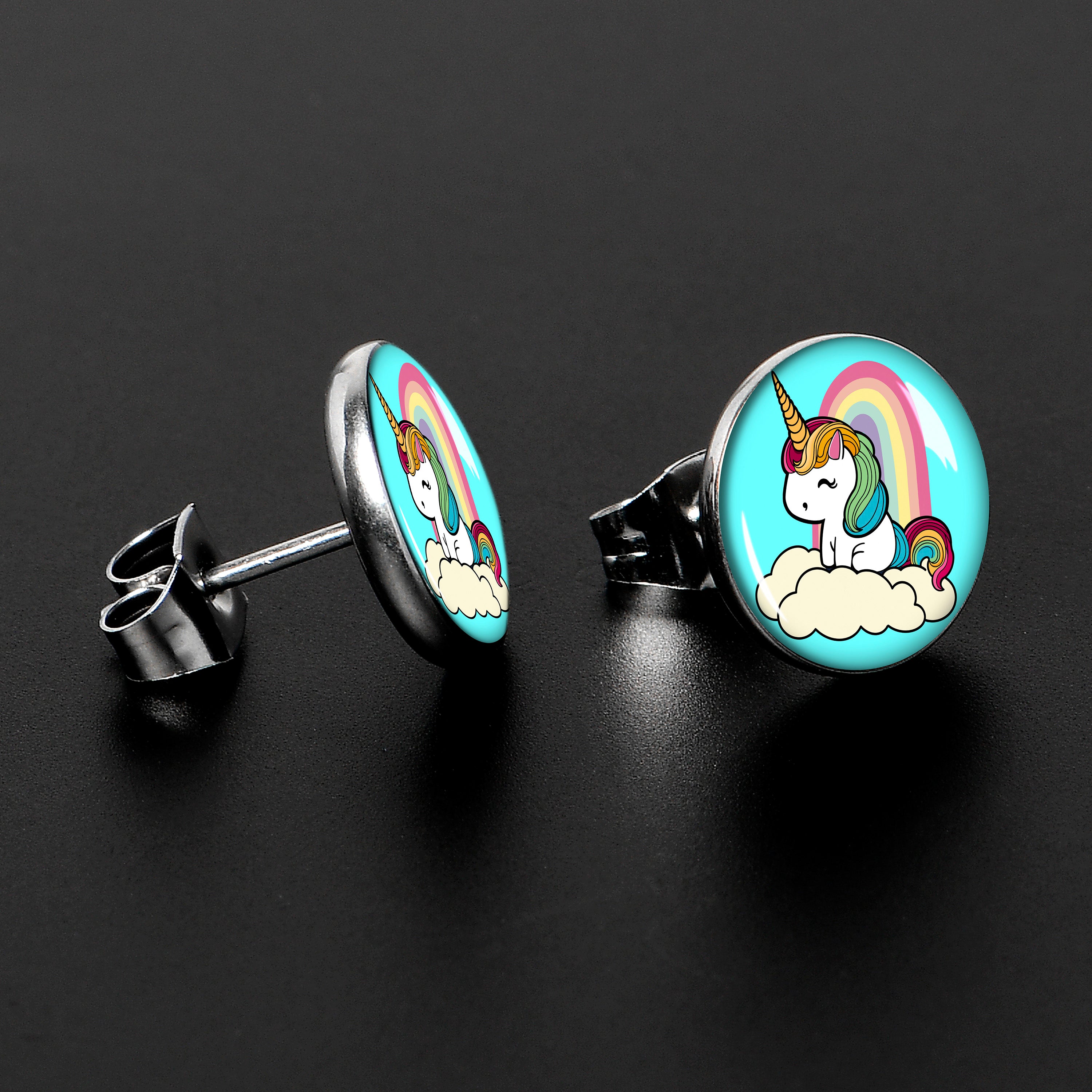 Rainbow Unicorn Stud Earrings