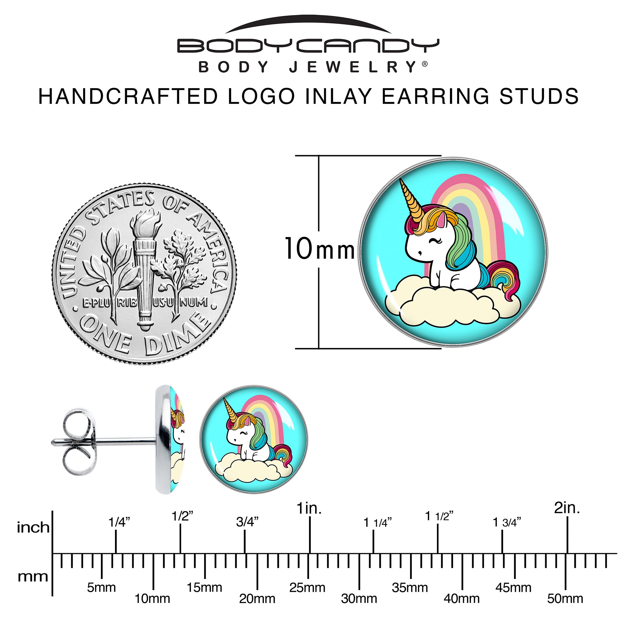 Rainbow Unicorn Stud Earrings