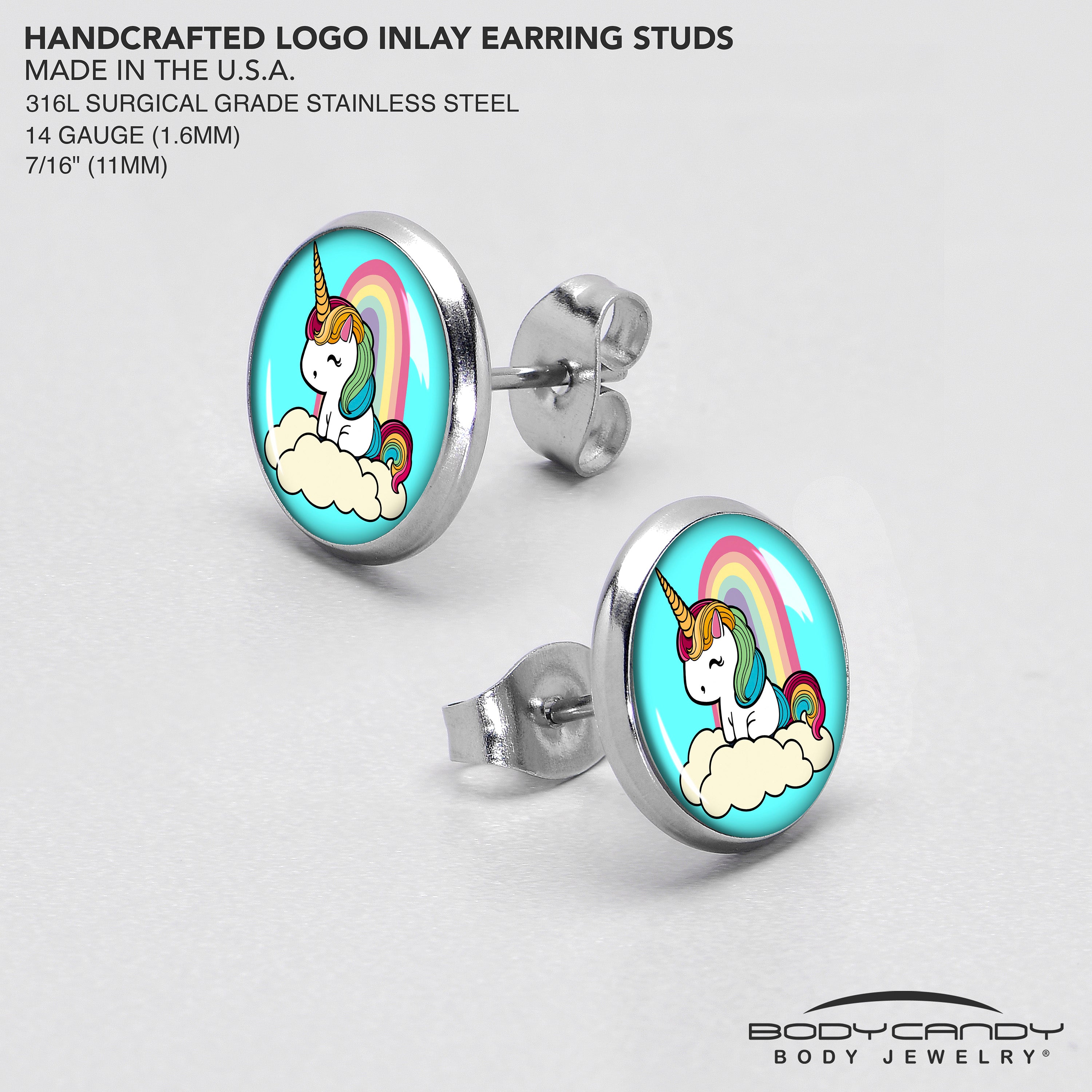 Rainbow Unicorn Stud Earrings