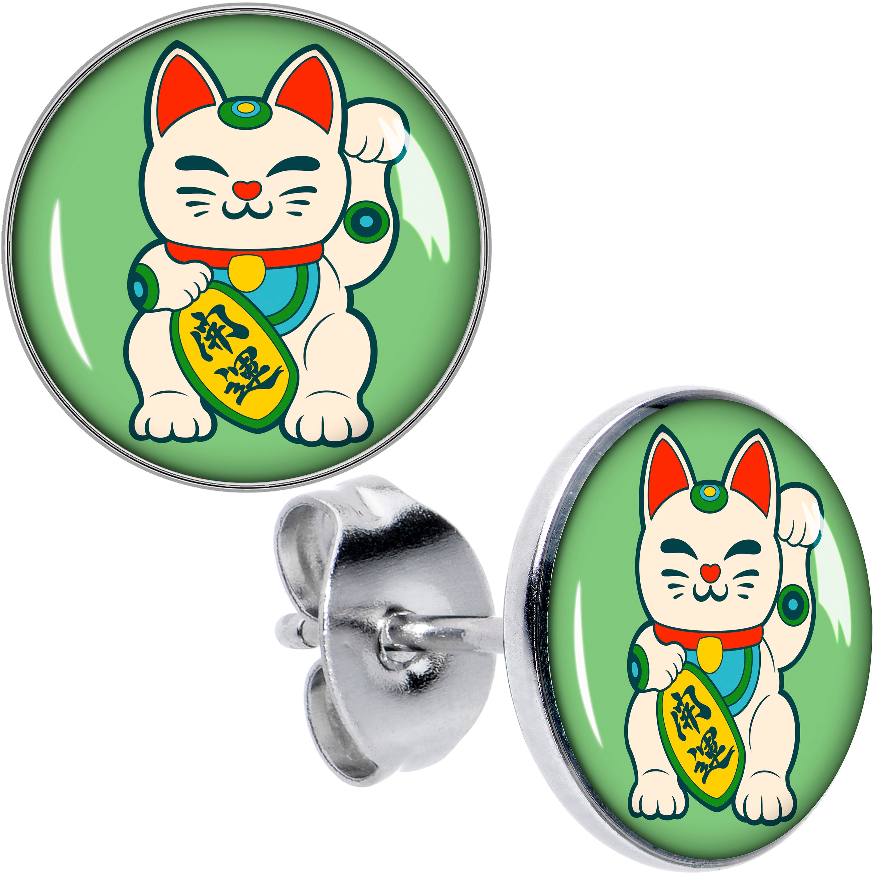 Waving Cat Stud Earrings