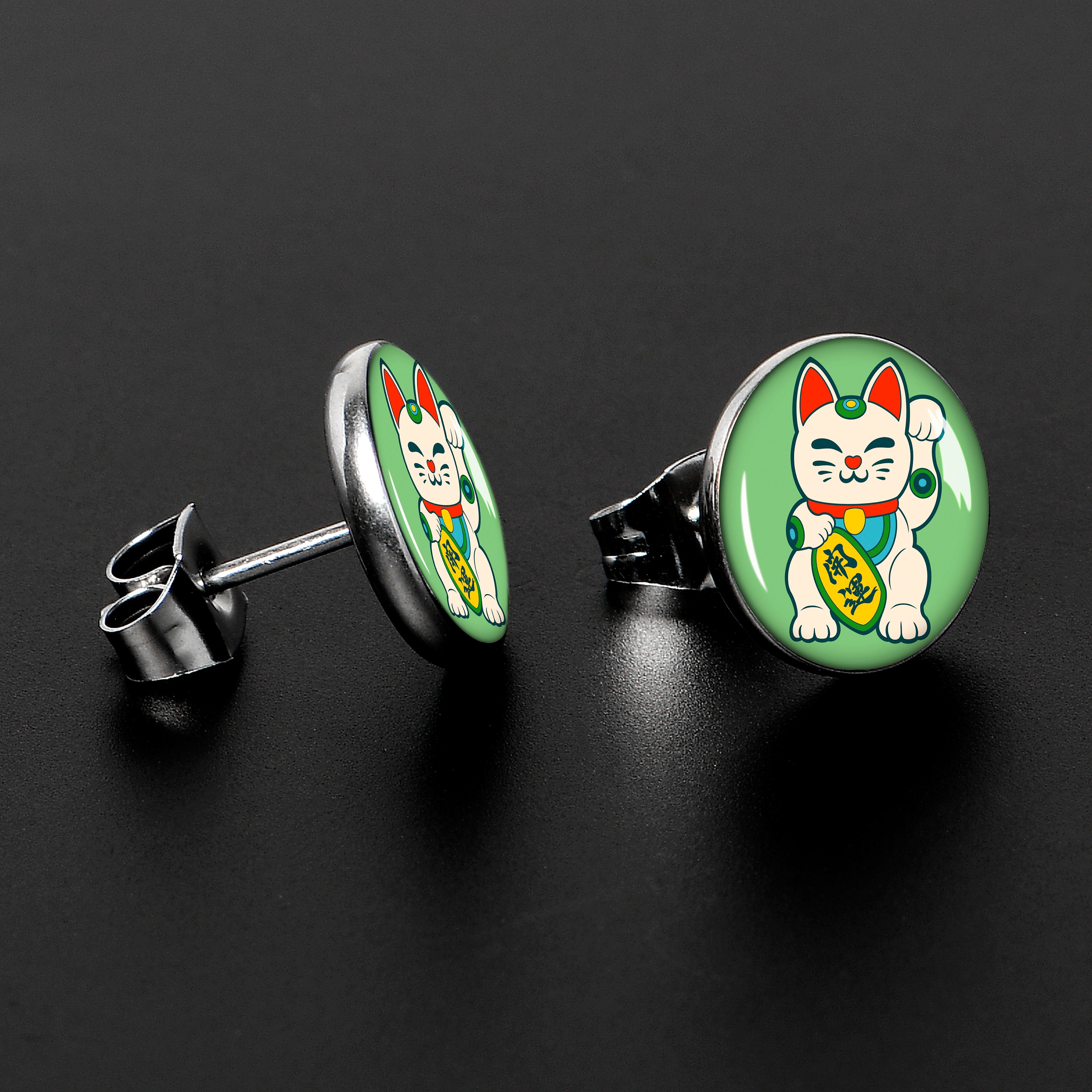 Waving Cat Stud Earrings