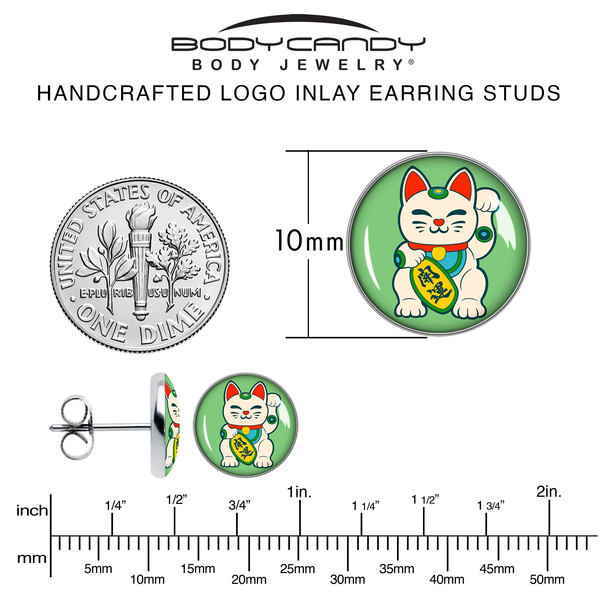 Waving Cat Stud Earrings