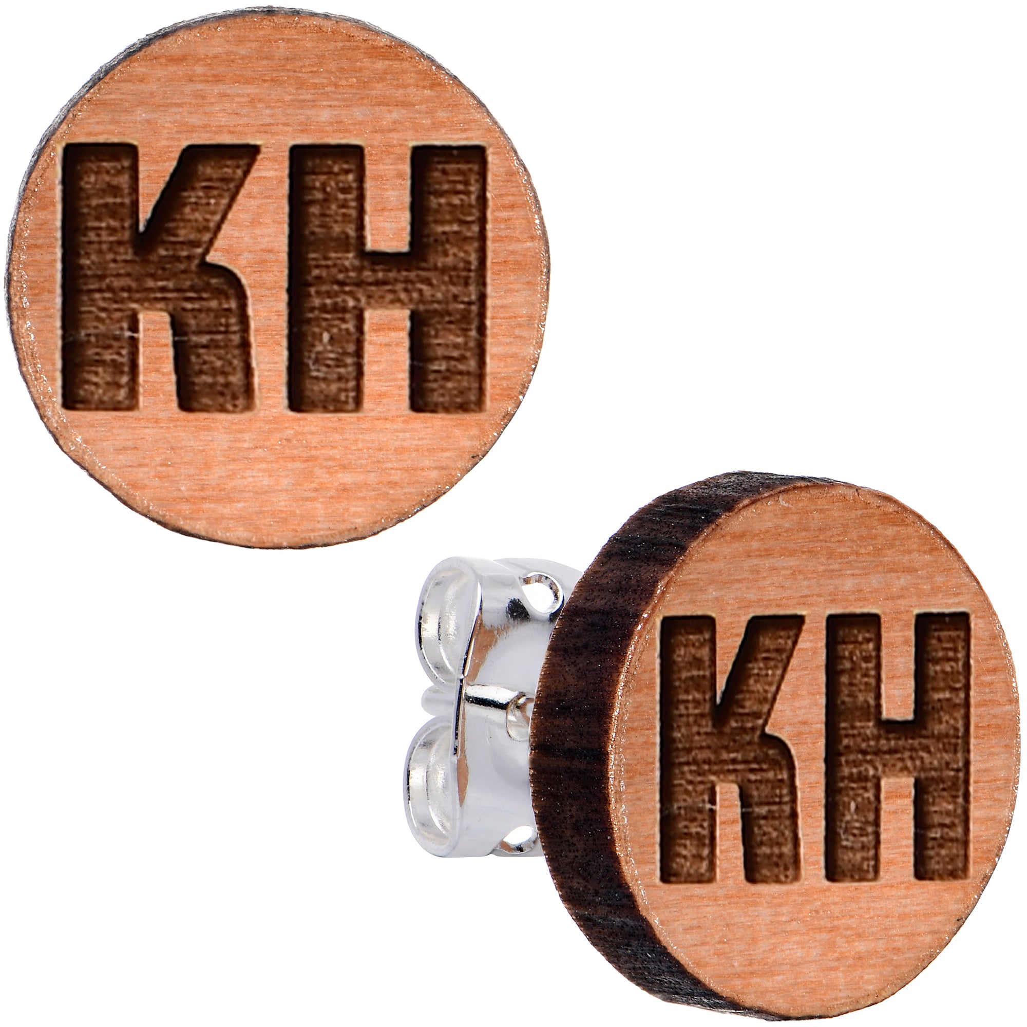 Custom No 2 Earrings Wood Initial Personalized Stud Earrings