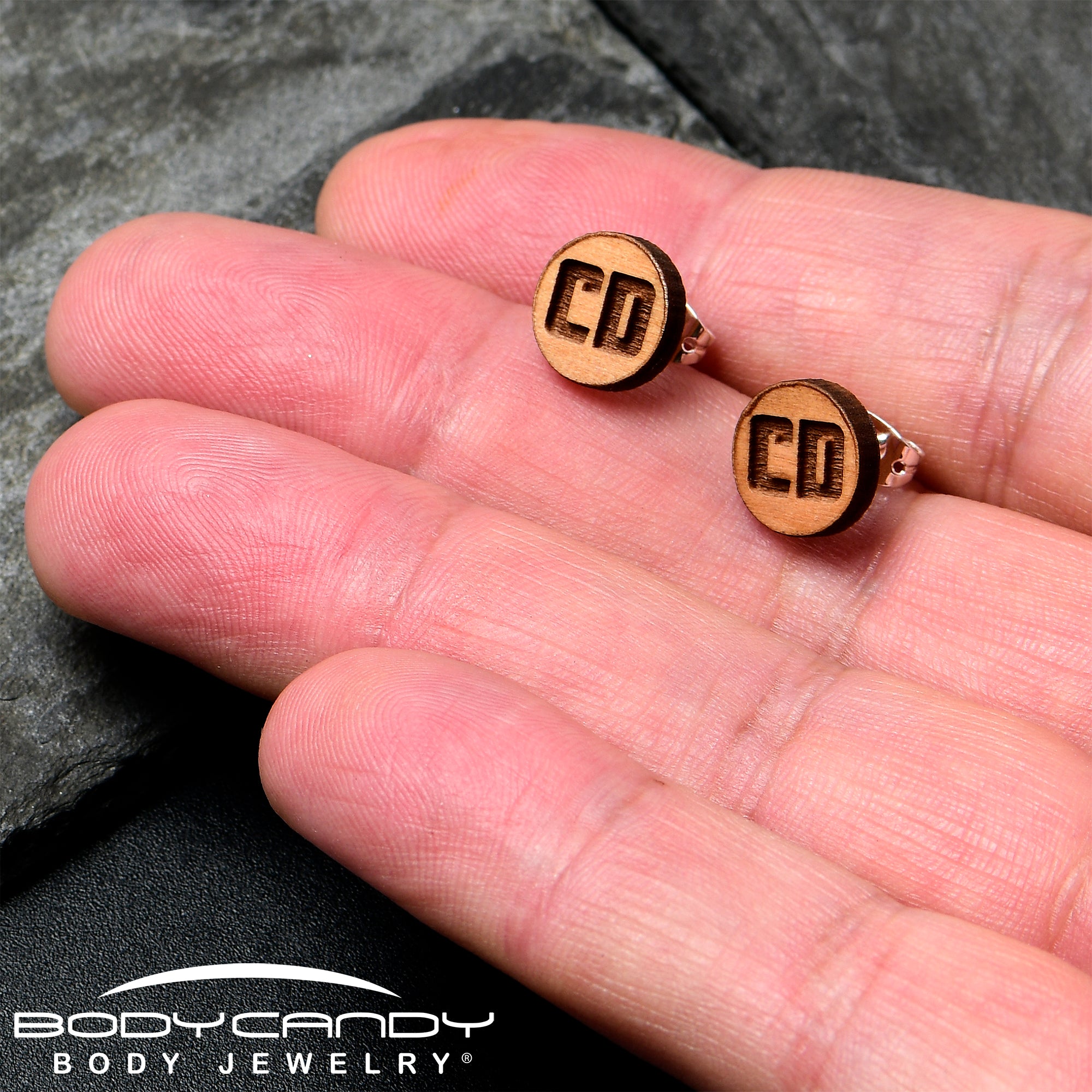 Custom No 2 Earrings Wood Initial Personalized Stud Earrings