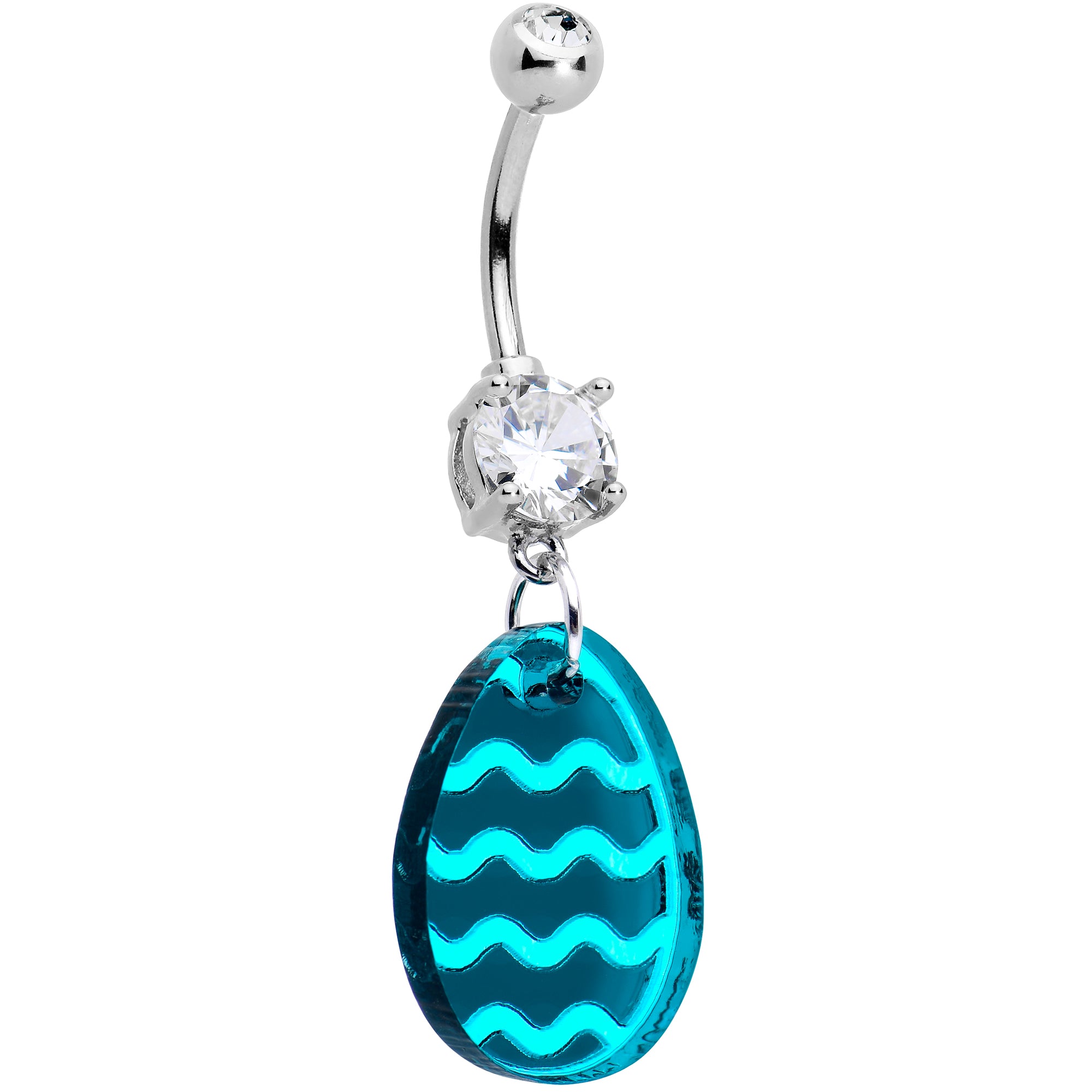 Clear Gem Festive Easter Decorated Egg Dangle Belly Ring