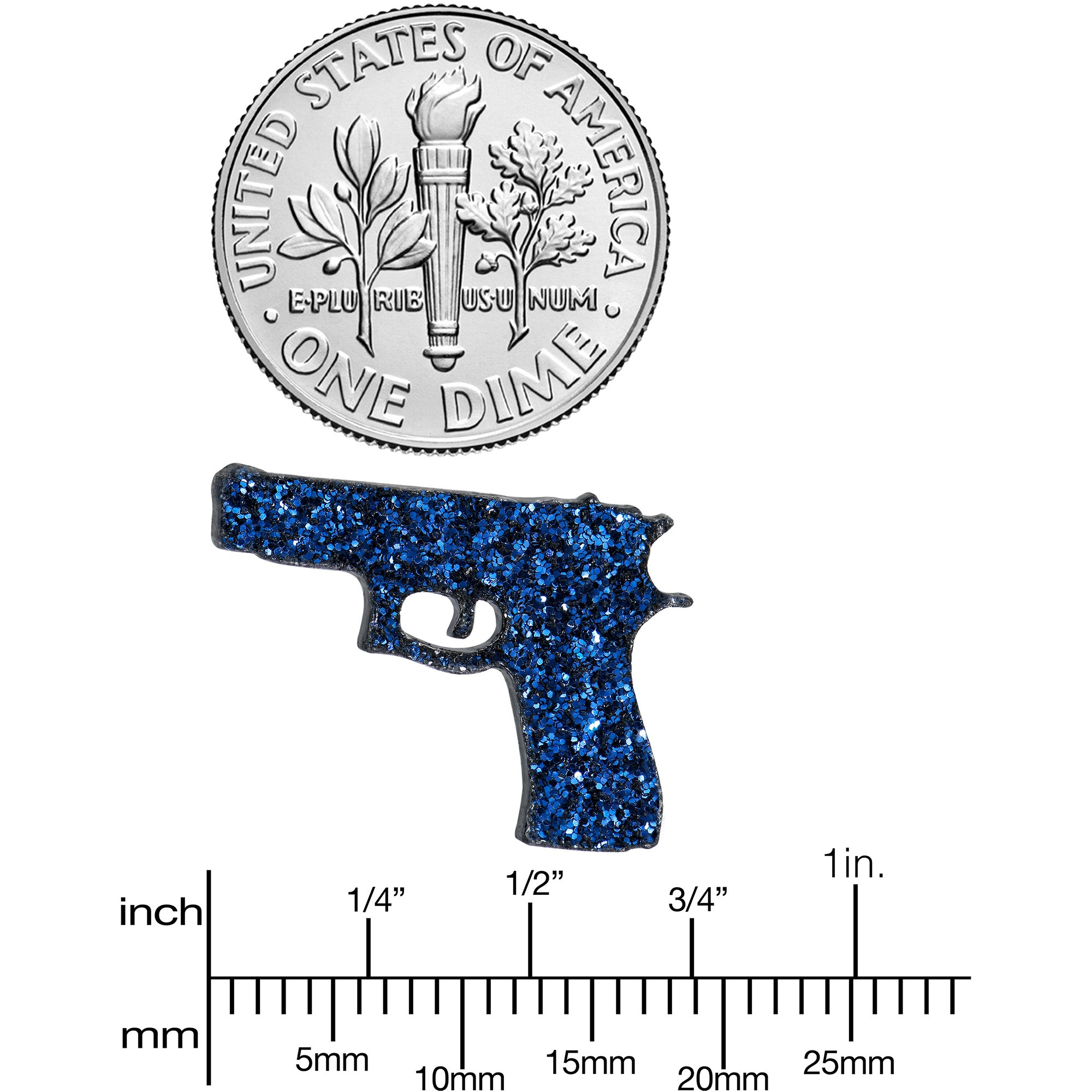 Blue Glitter Gun Stud Earrings Set