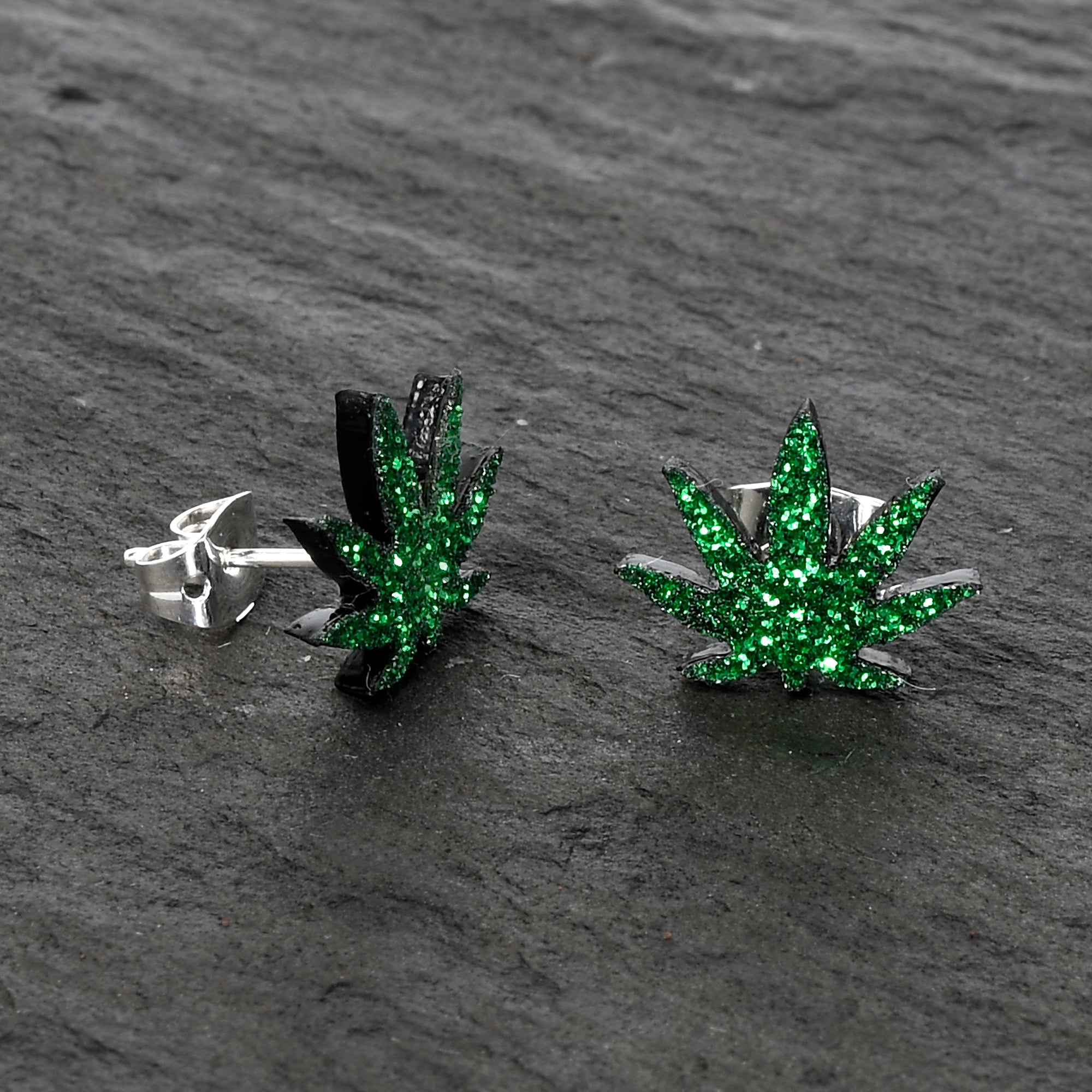 Pot leaf earrings on sale studs