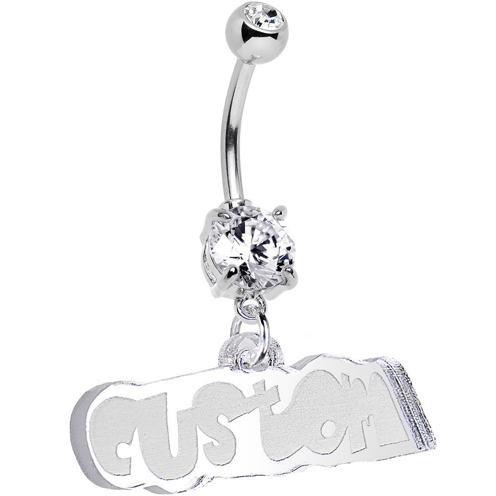 Custom Clear Gem Acrylic Lucite Name Dangle Belly Ring