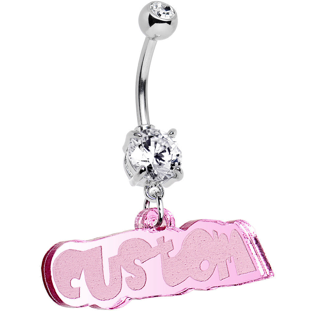 Custom Lucite Fun Personalized Belly Ring Created with Crystals