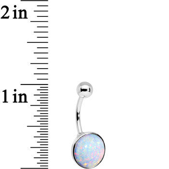 Wear Me White Synthetic Opal Stainless Steel Bottom Mount Belly Ring