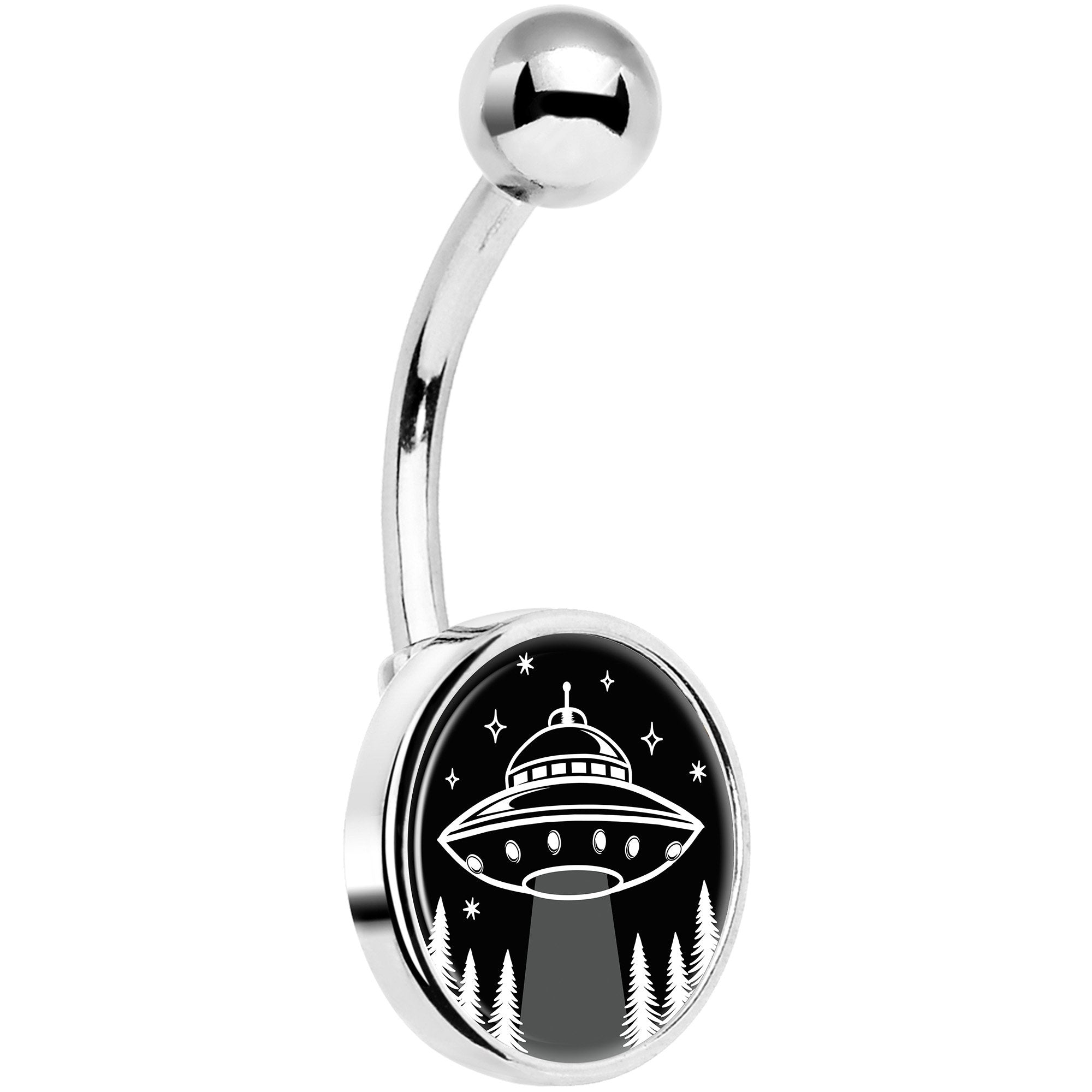 Black and White UFO Belly Ring