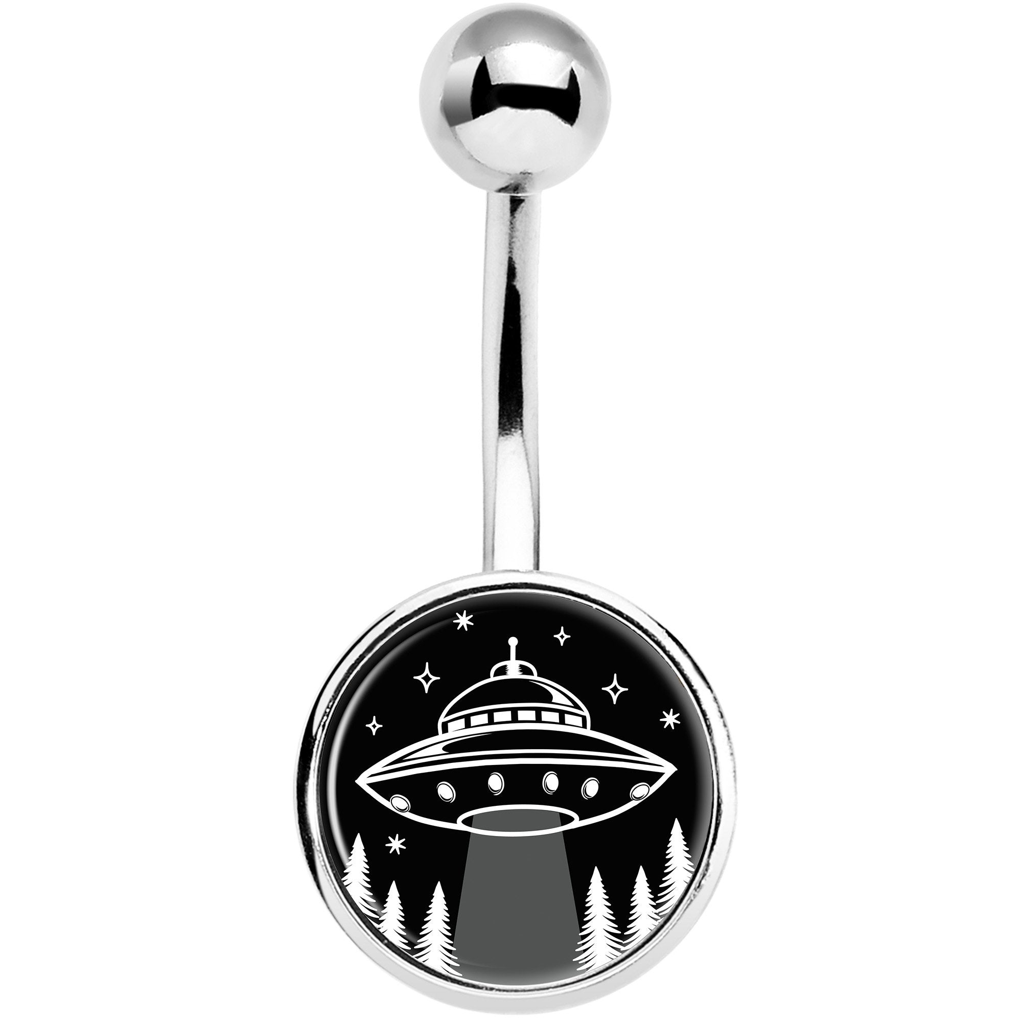 Black and White UFO Belly Ring