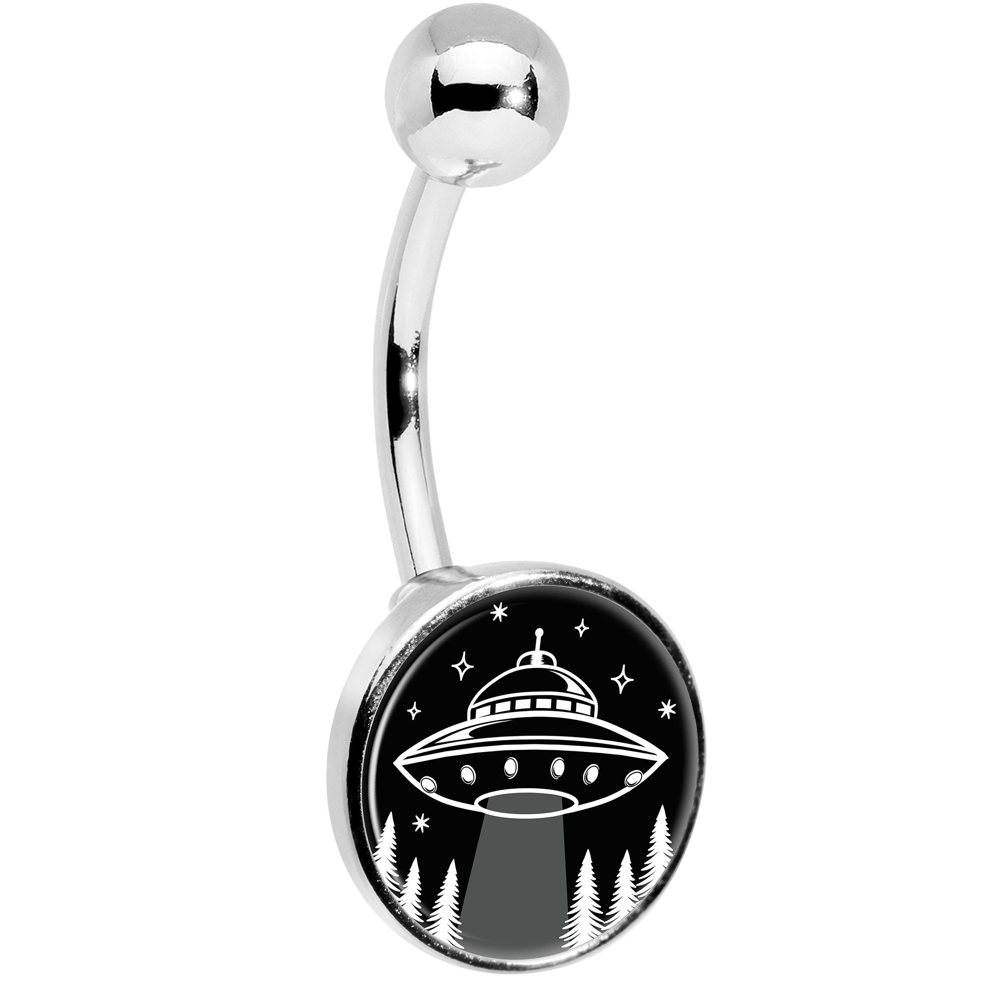 Black and White UFO Belly Ring