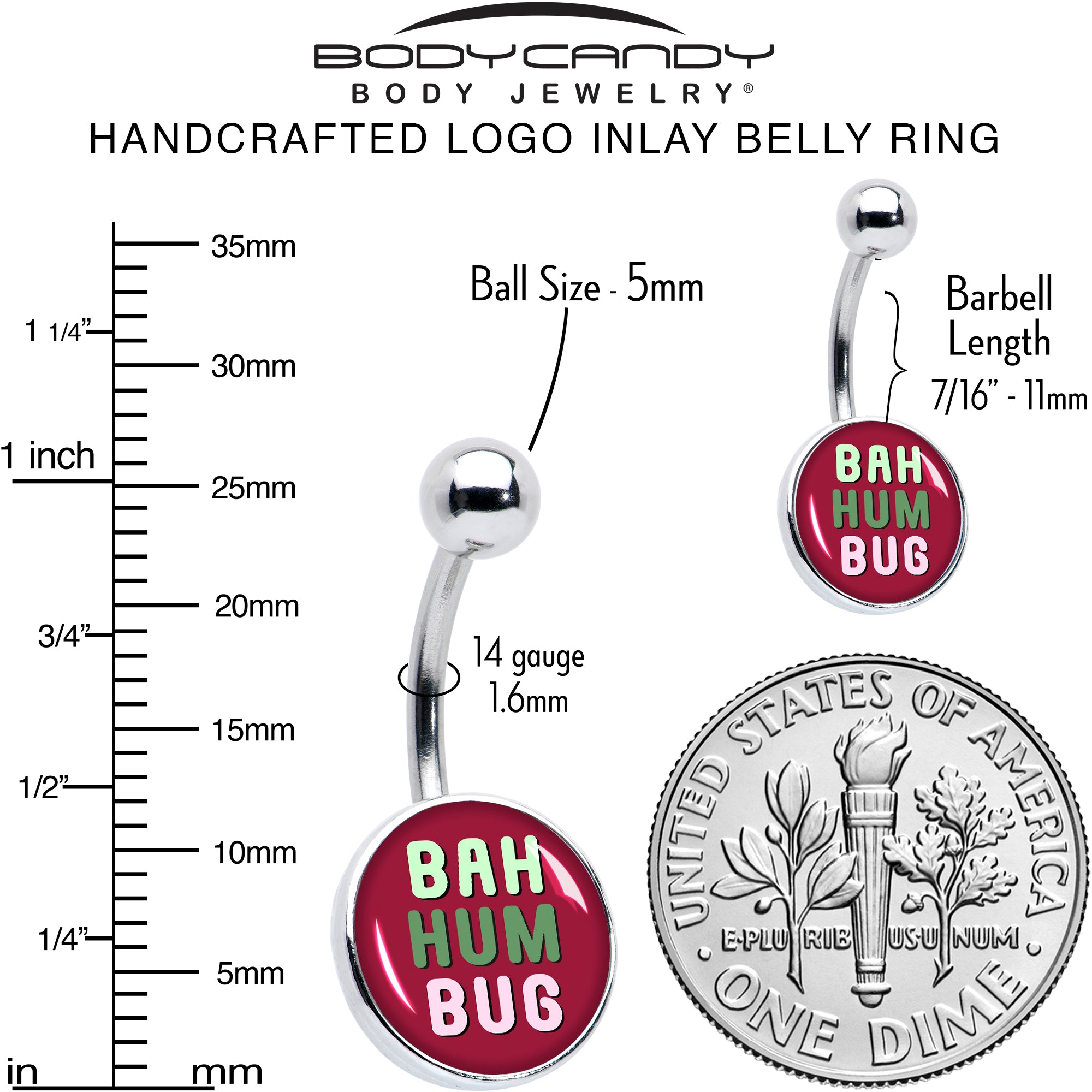 Bah Humbug Holiday Grouch Belly Ring