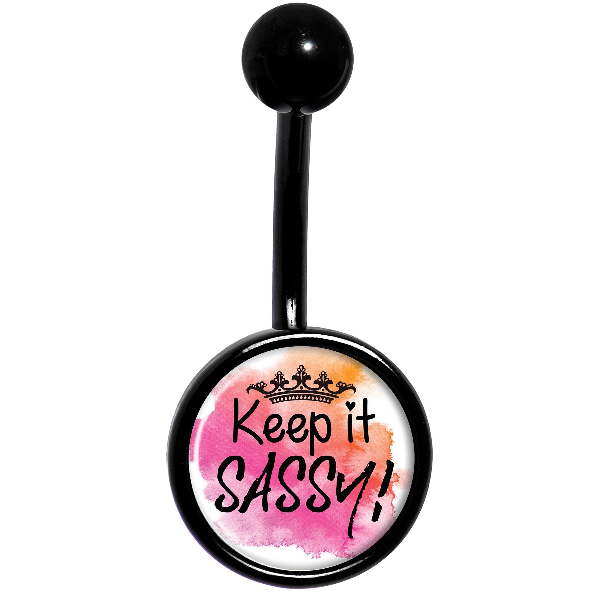 Watercolor Keep it Sassy Black Belly Ring