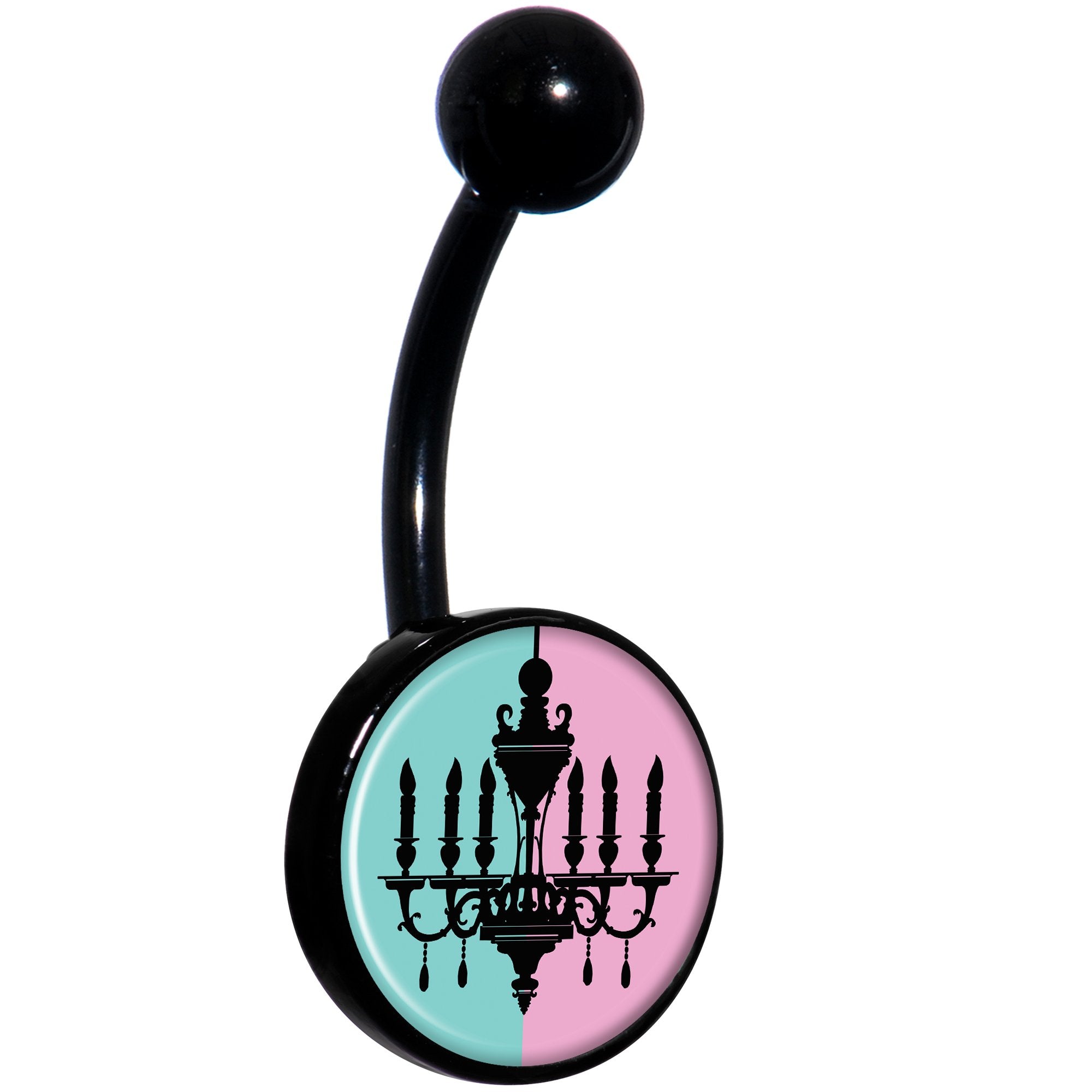 Blue Pink Split Chandelier Black Belly Ring