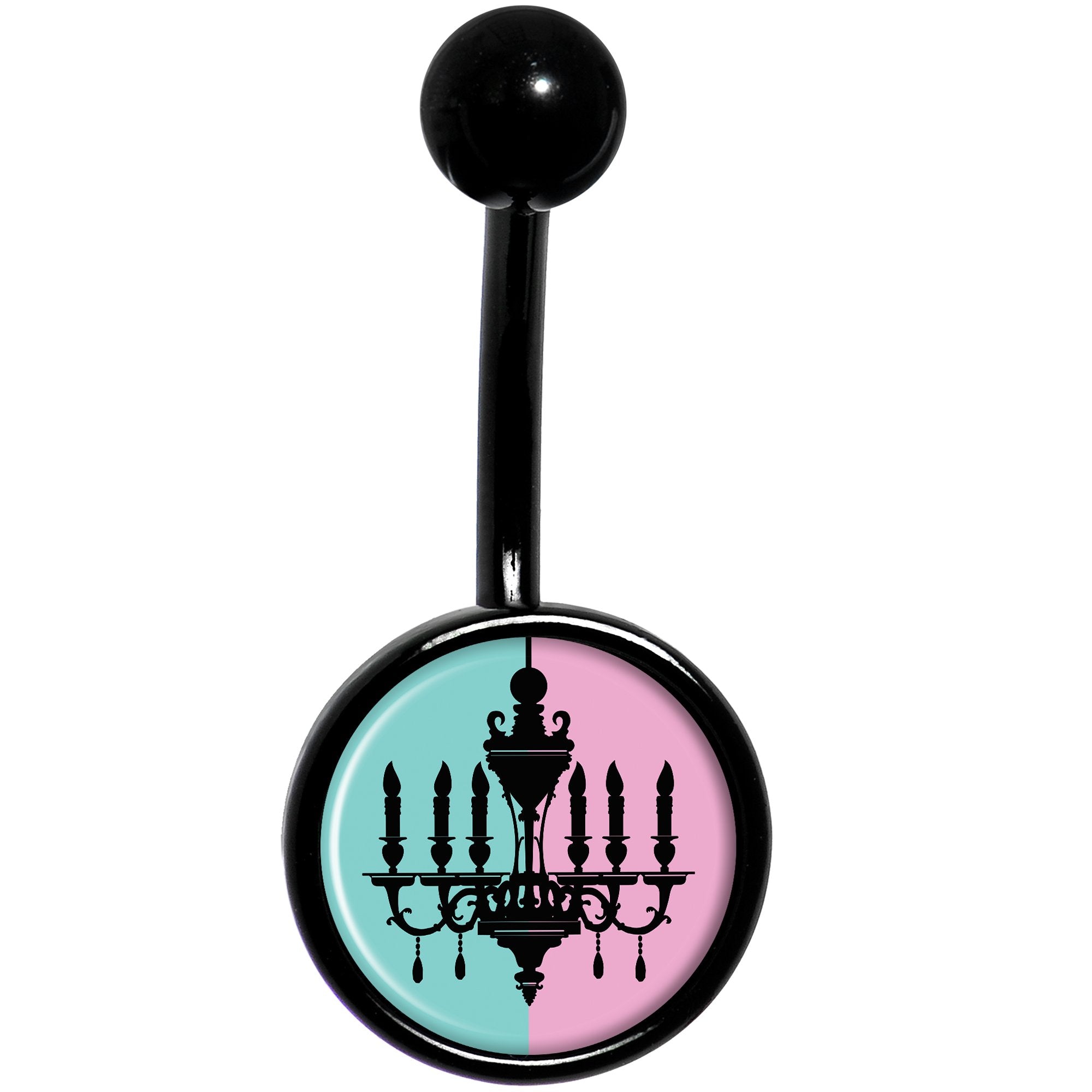 Blue Pink Split Chandelier Black Belly Ring