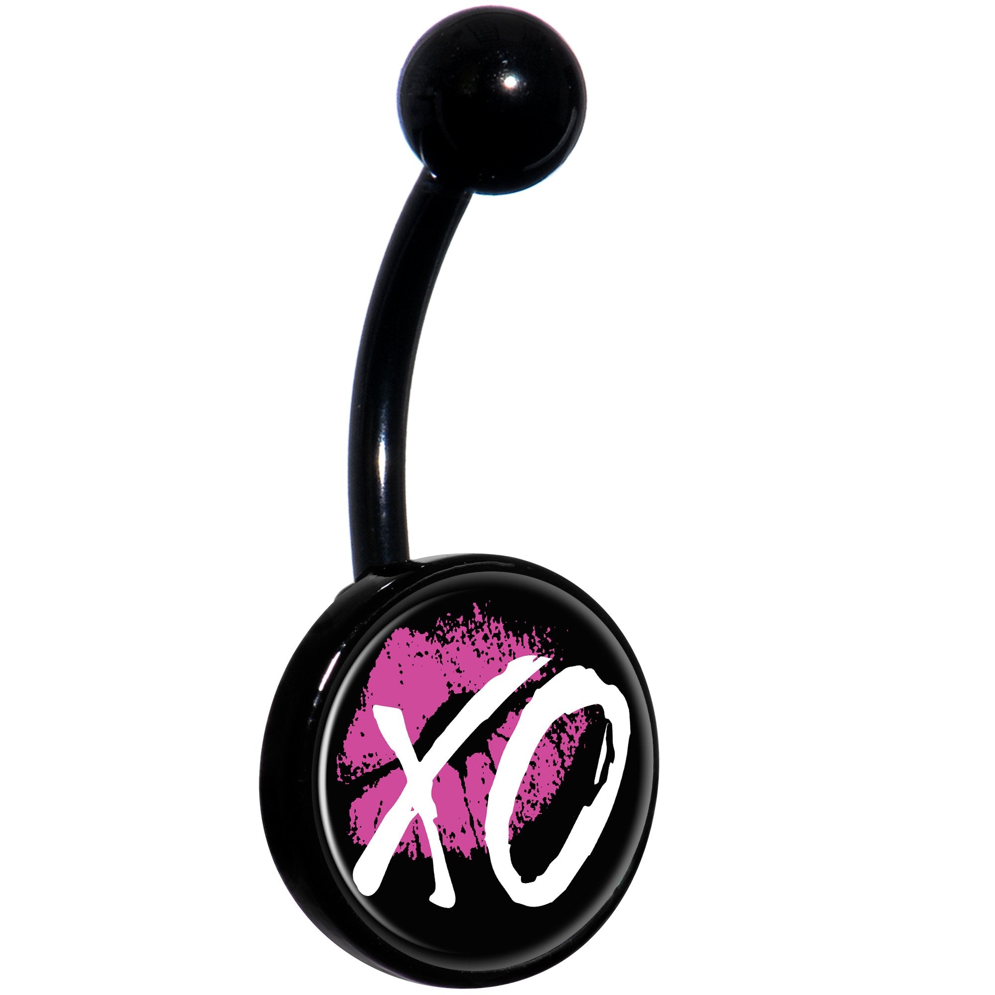 Pink Lips XO Kiss Black Belly Ring