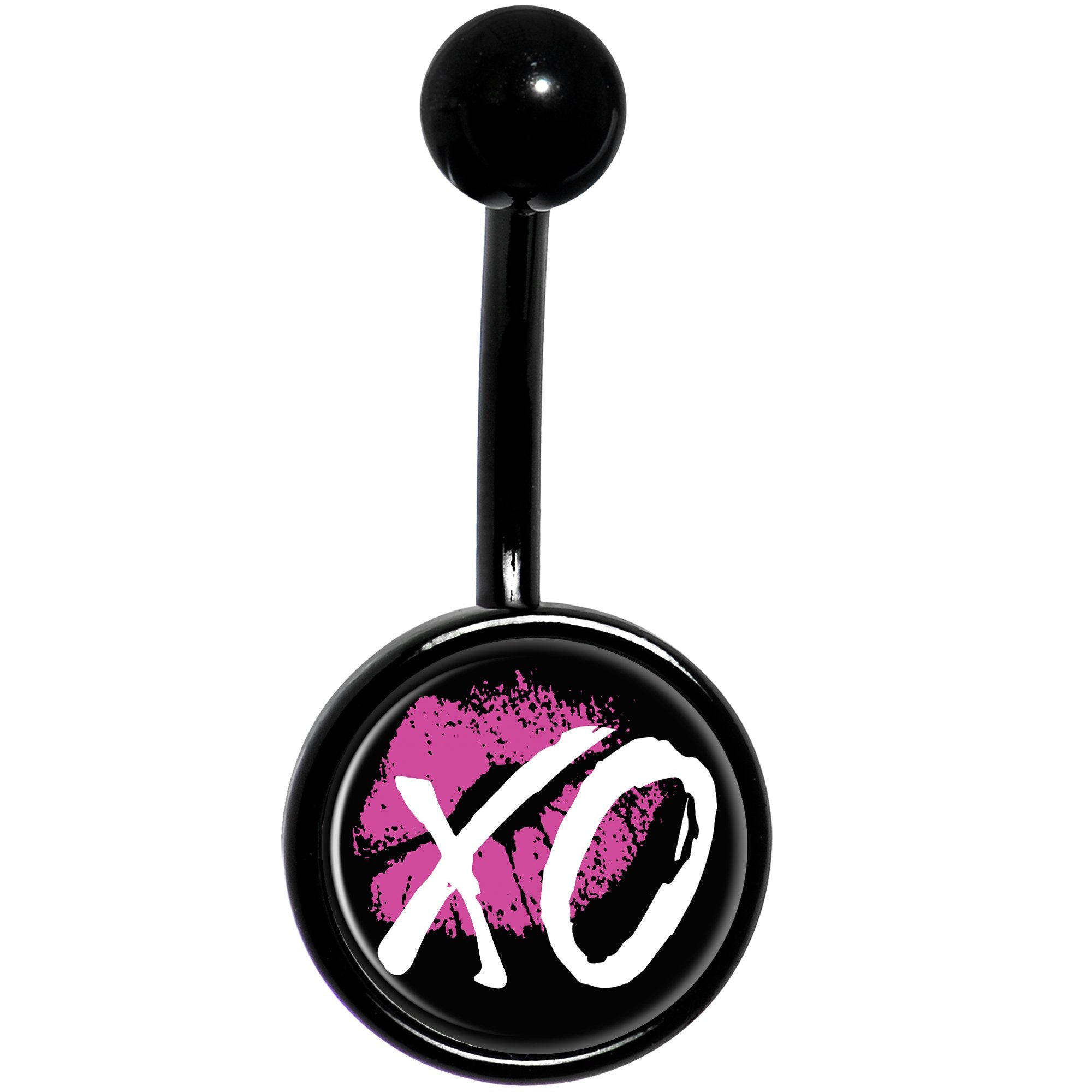 Pink Lips XO Kiss Black Belly Ring