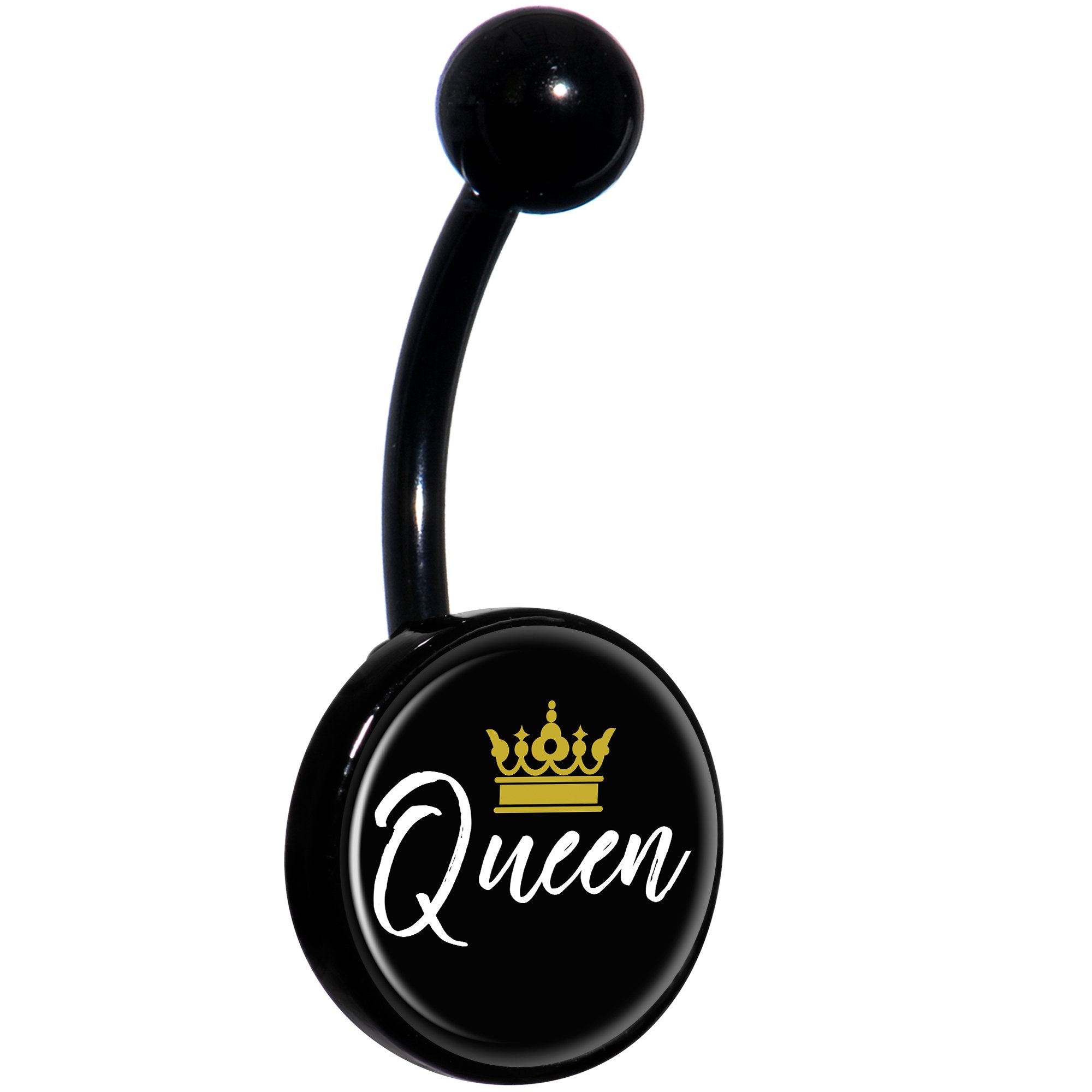 Queen Crown Black Belly Ring