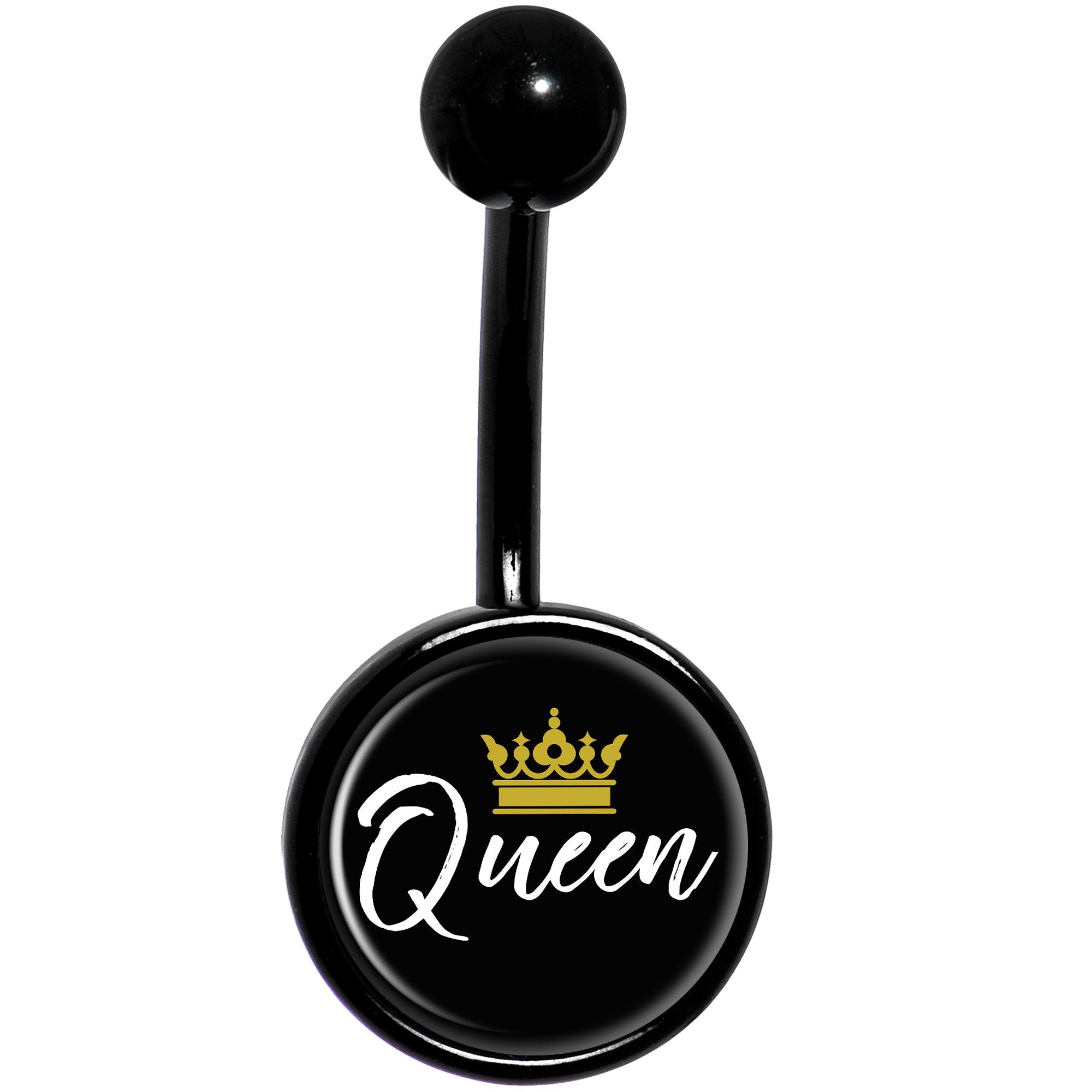 Queen Crown Black Belly Ring