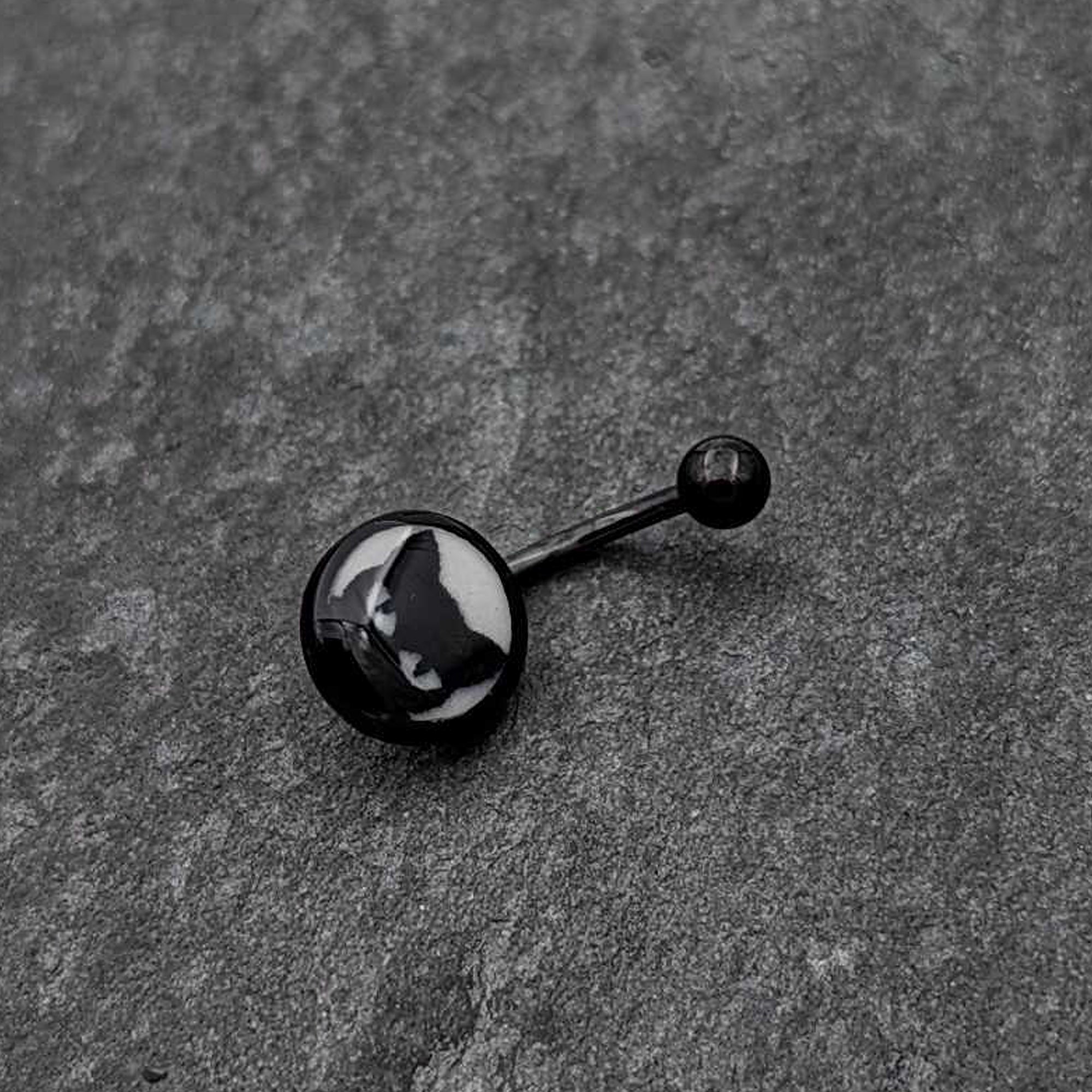 Black Glow in the Dark Peeking Black Cat Belly Ring