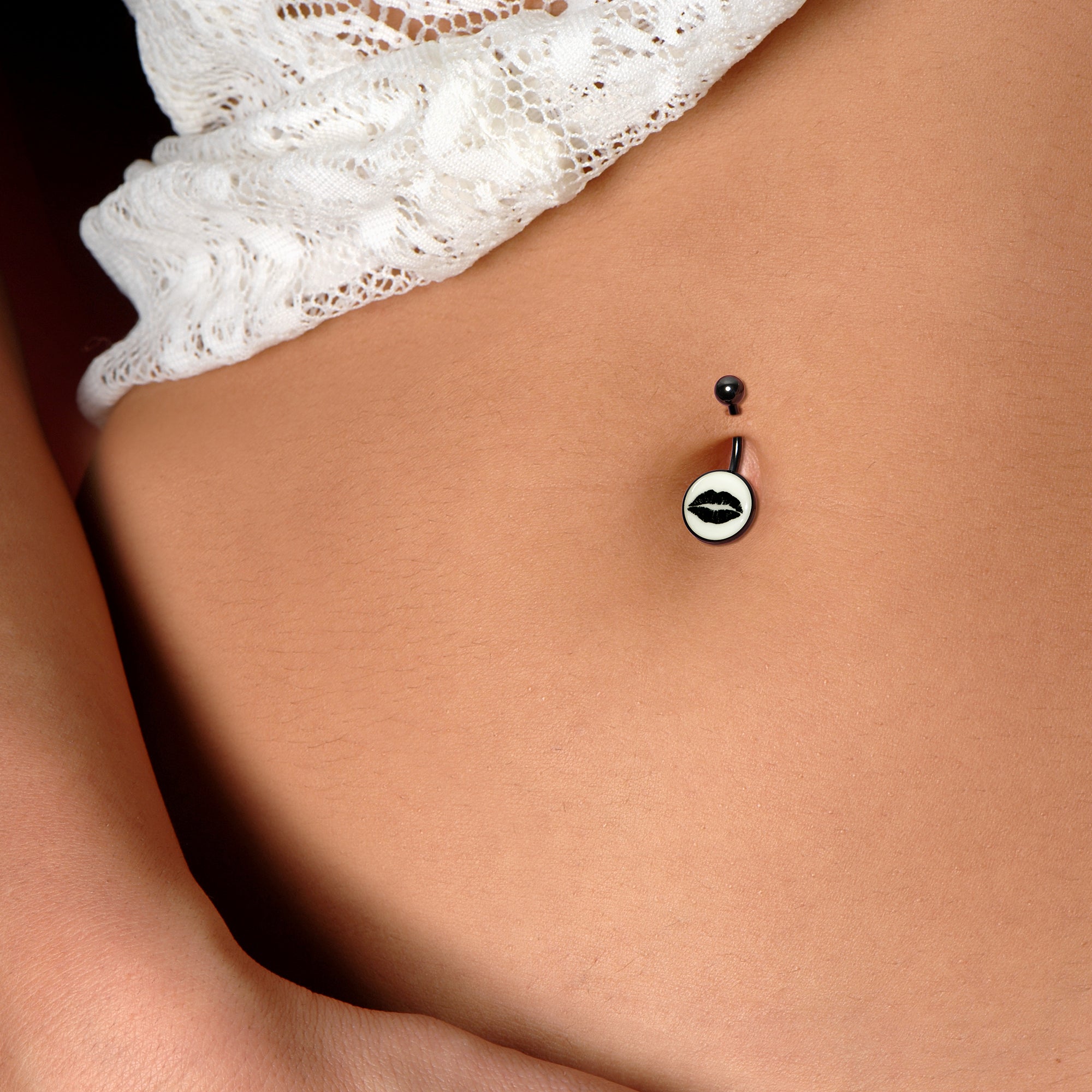 Dark around sale belly button piercing