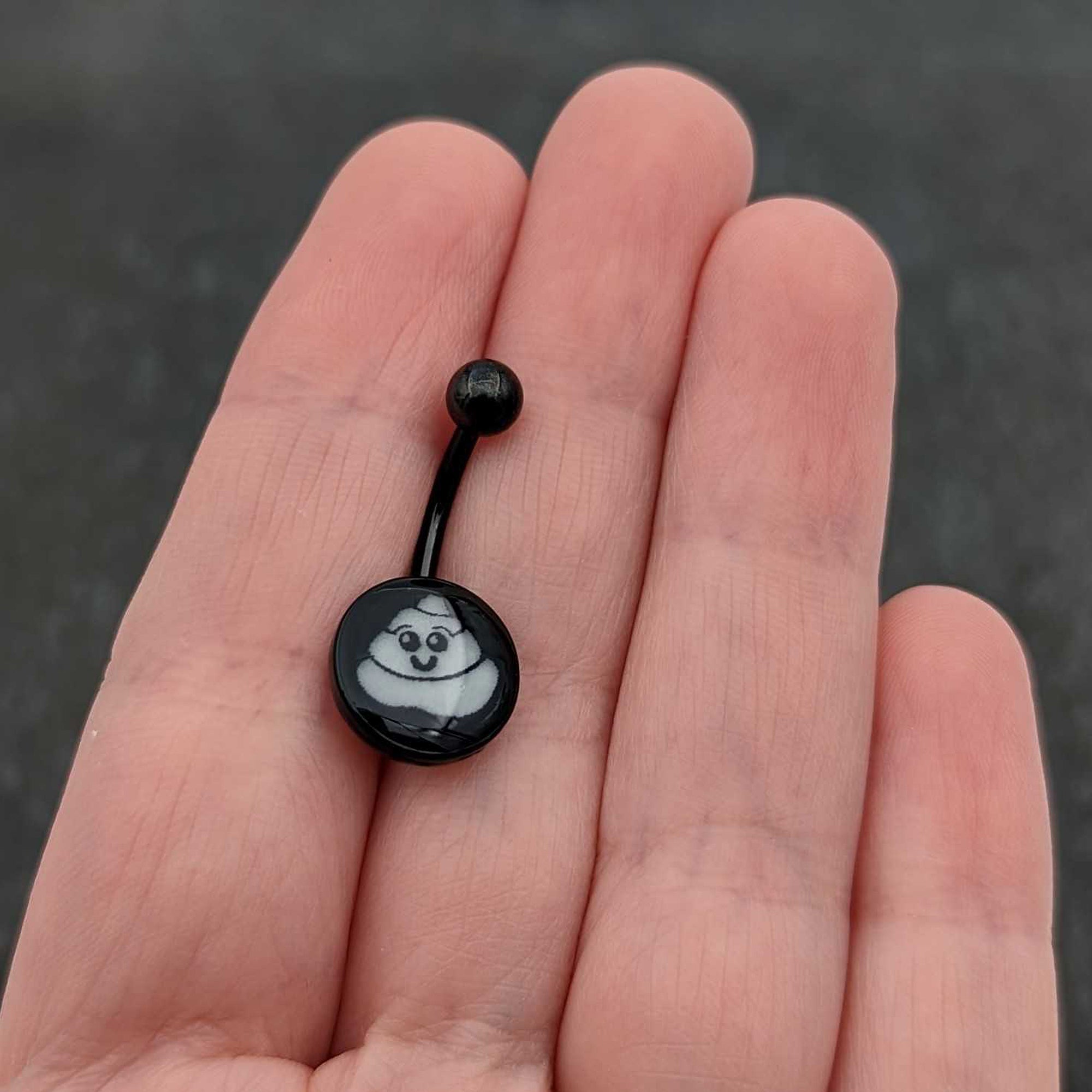 Black Glow in the Dark Poop Belly Ring