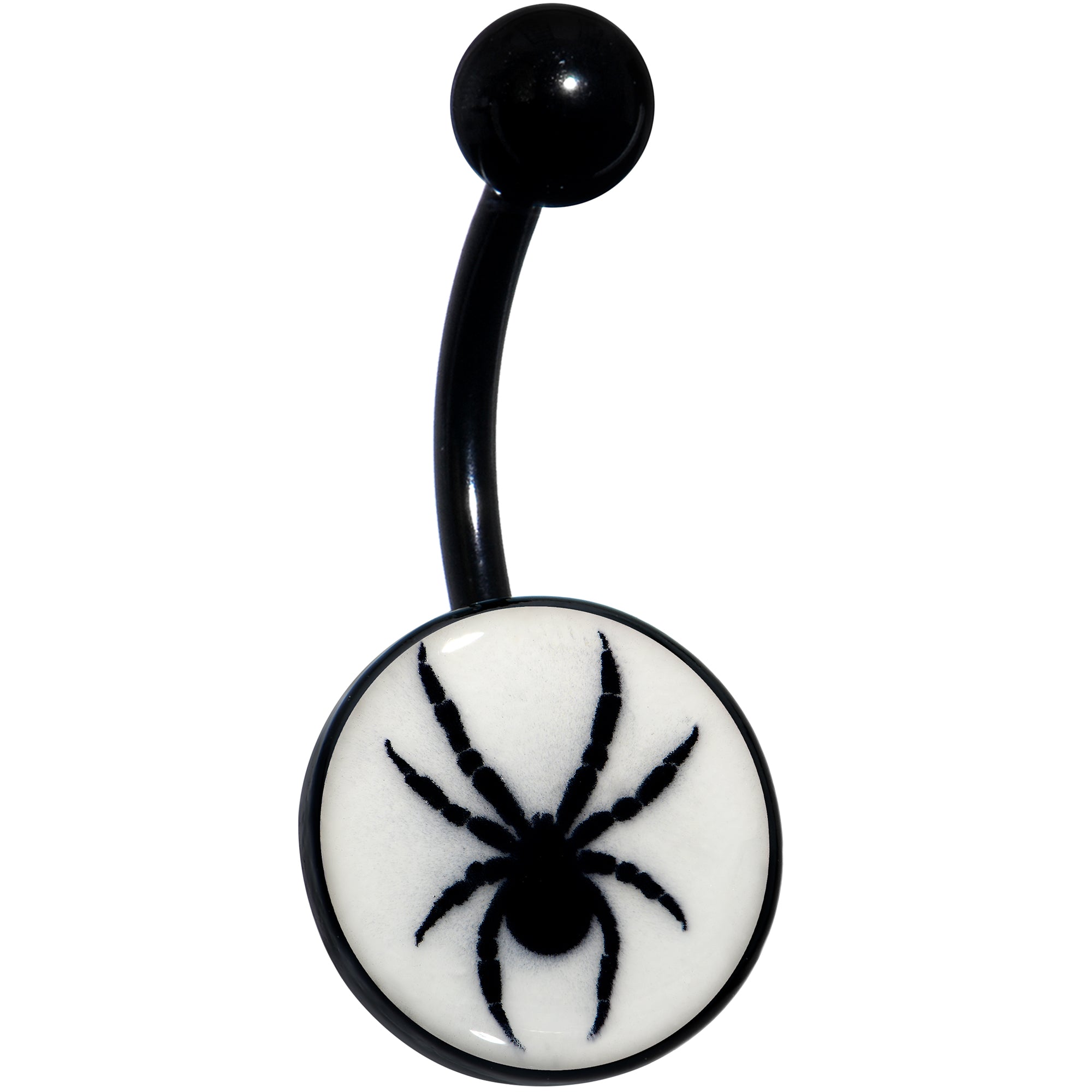 Black Glow in the Dark Black Widow Spider Belly Ring