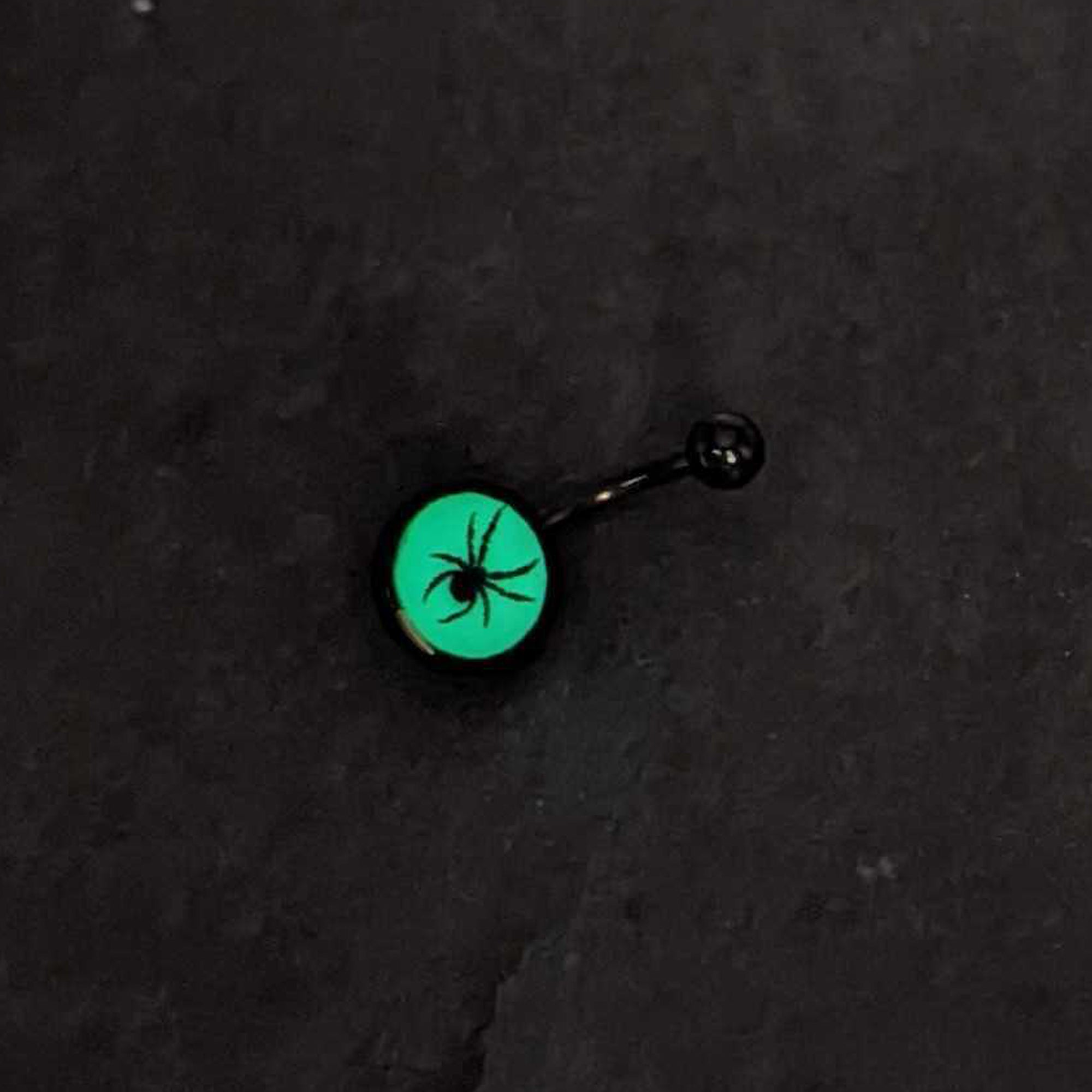 Black Glow in the Dark Black Widow Spider Belly Ring