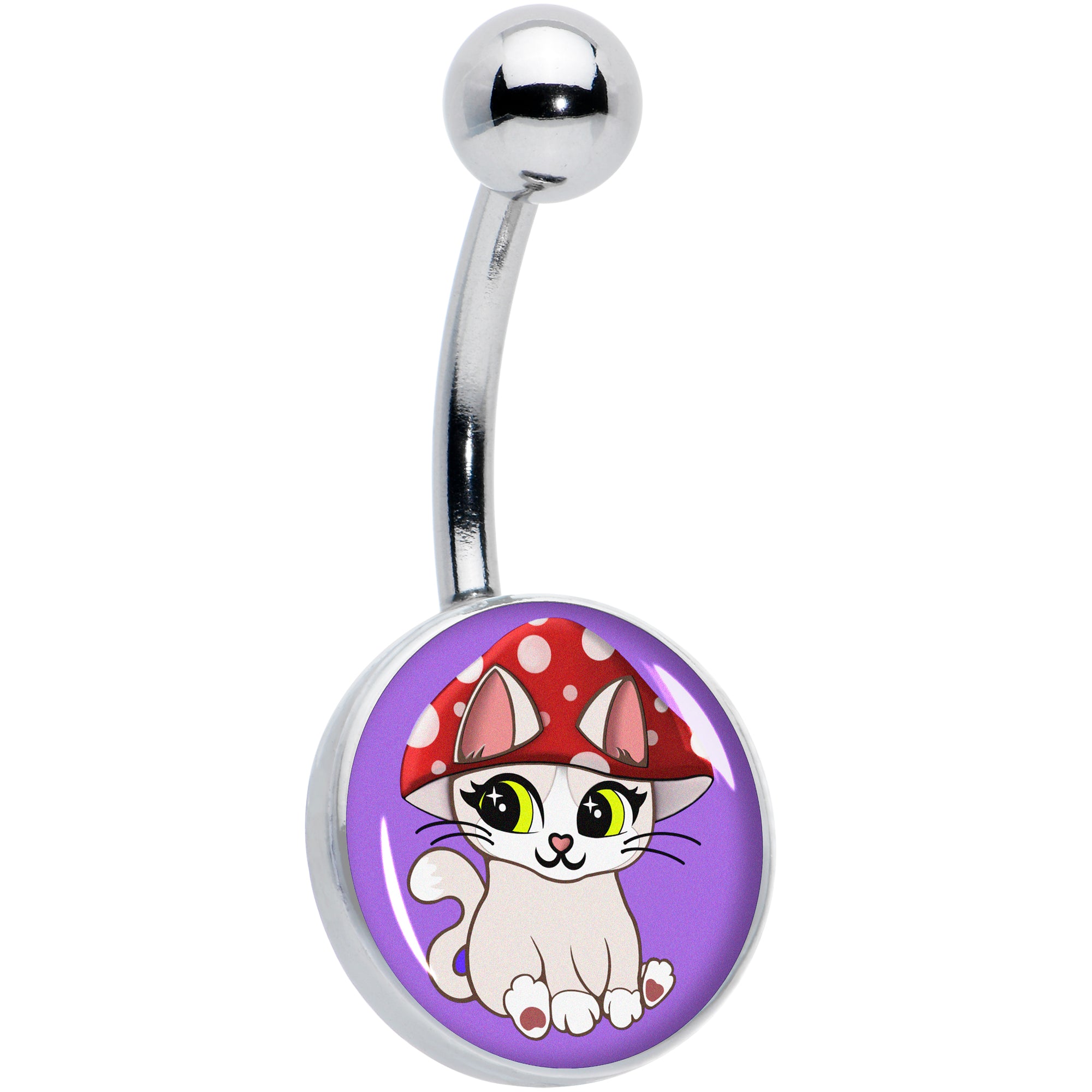 Polka Dot Mushroom Hat Cat Belly Ring