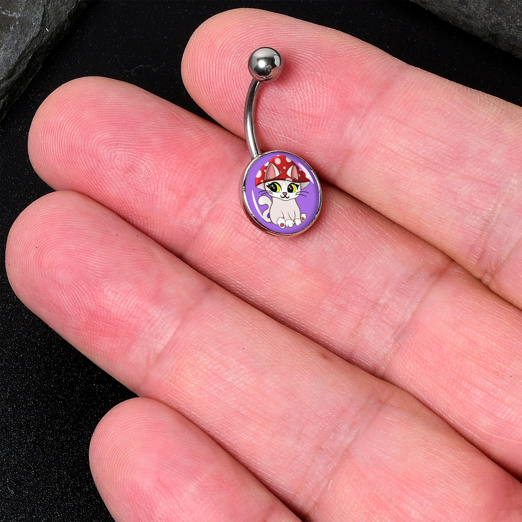 Polka Dot Mushroom Hat Cat Belly Ring