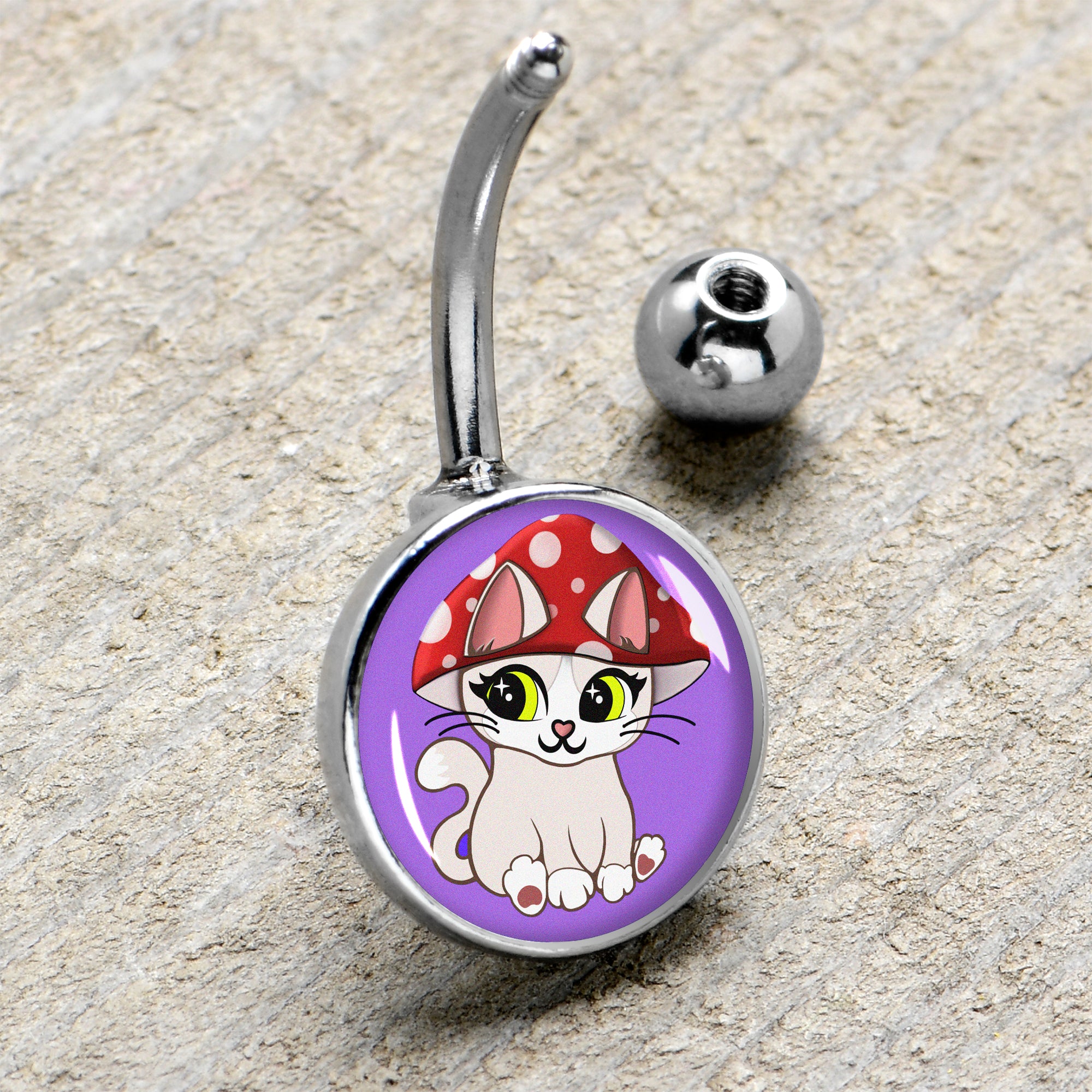 Polka Dot Mushroom Hat Cat Belly Ring