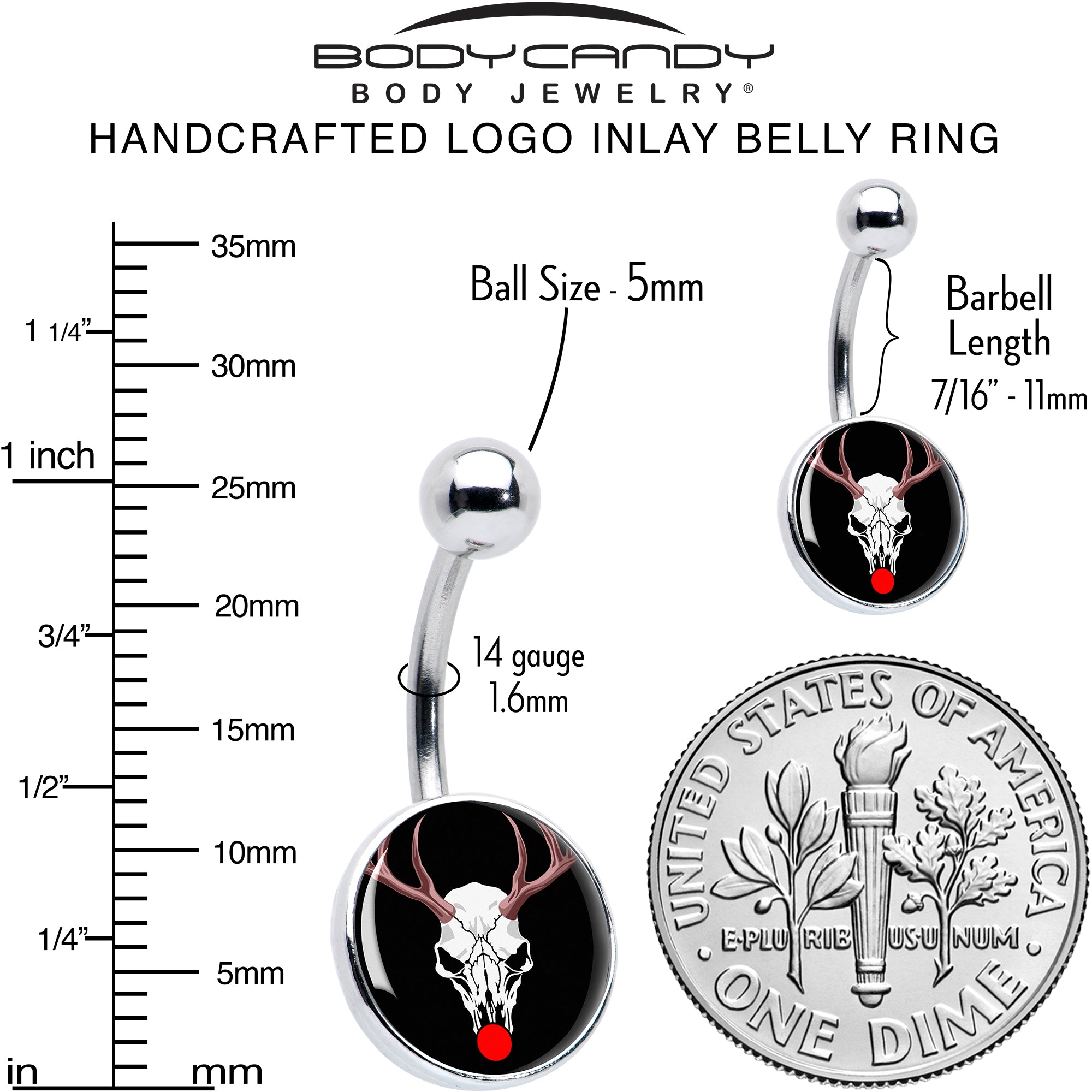 Holiday Dead Nosed Reindeer Belly Ring